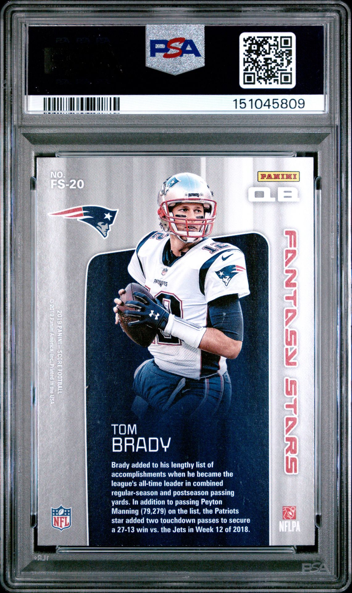 2019 Panini Score Fantasy Stars Tom Brady #Fs20 (Fantasy Stars) Nm-Mt 8 back