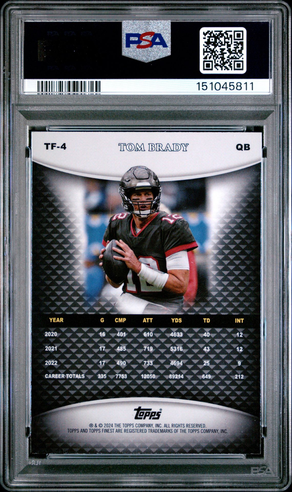 2024 Topps Finest Team Finest Tom Brady #Tf4 (Team Finest-Checkerboard) Nm-Mt 8 back