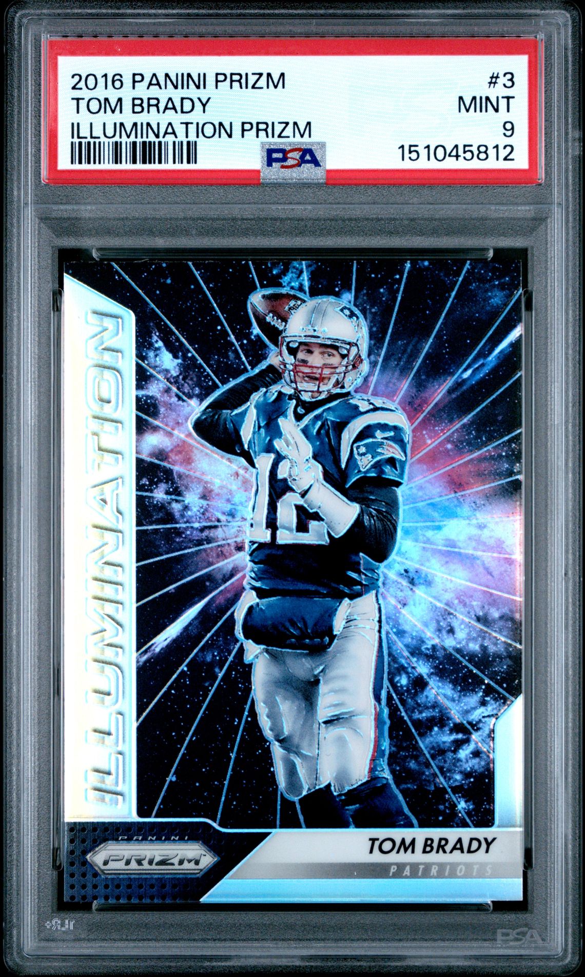 2016 Panini Prizm Illumination Prizm Tom Brady #3 (Illumination Prizm) Mint 9 front