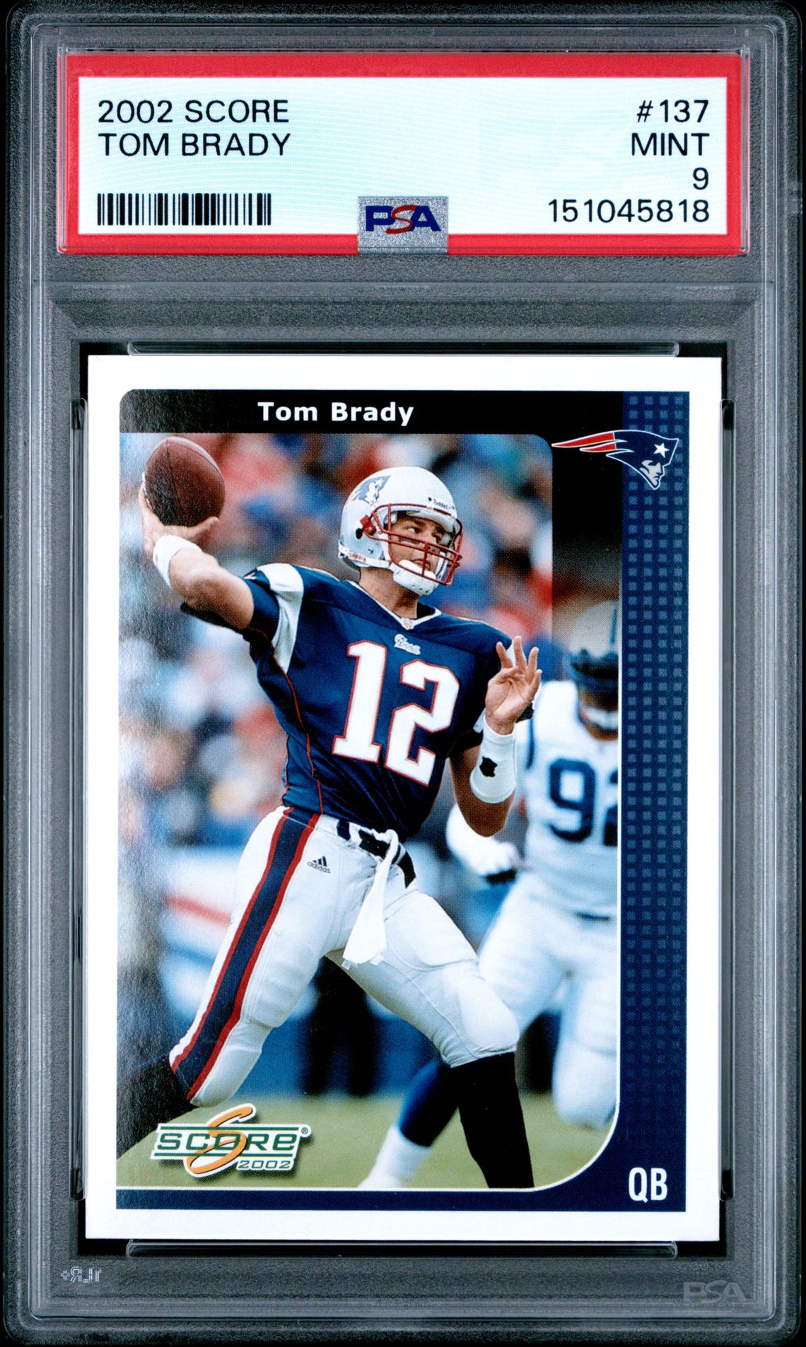 2002 Score Tom Brady #137 Mint 9 front