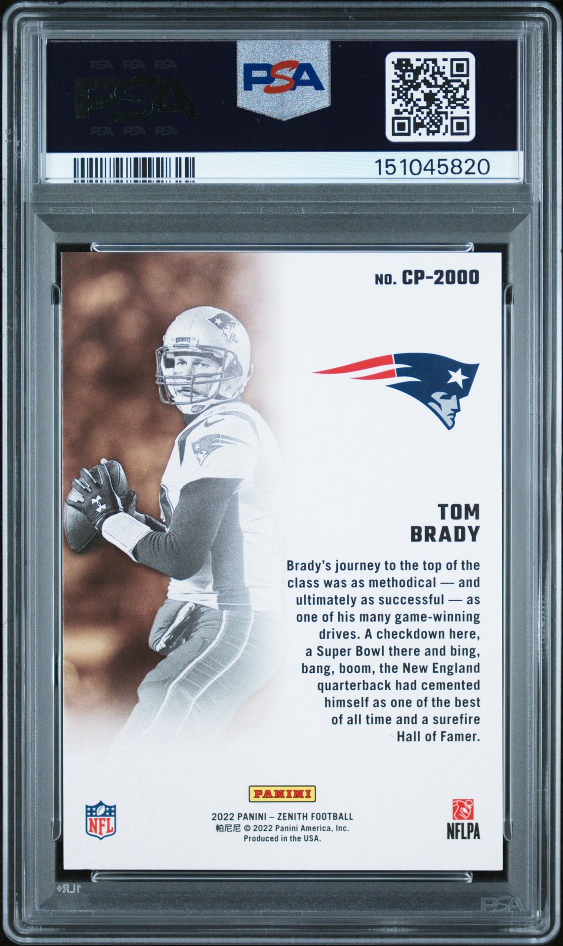 2022 Panini Zenith Class President Tom Brady #Cp2000 (Class President) Nm-Mt 8 back