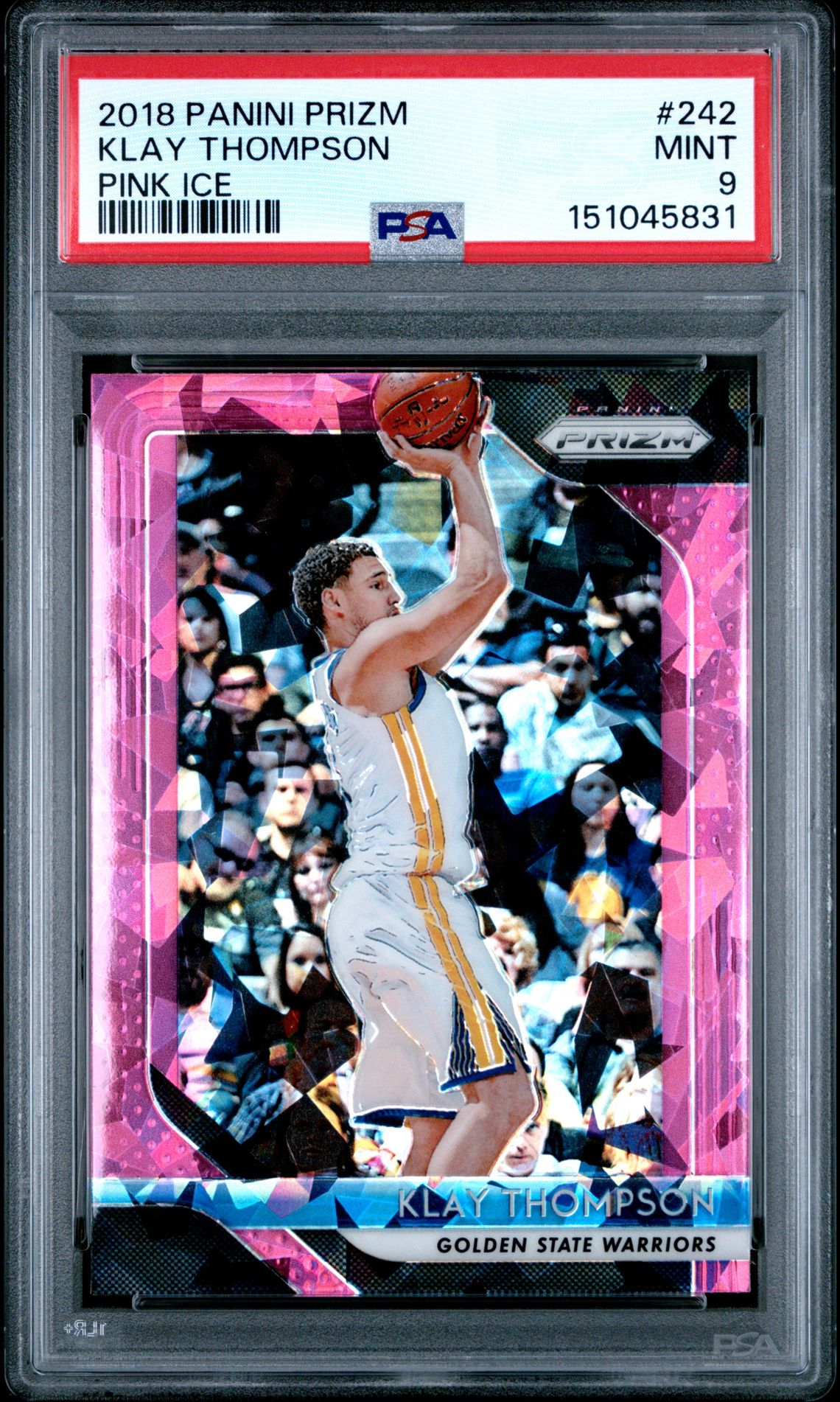 2018 Panini Prizm Klay Thompson #242 (Pink Ice) Mint 9 front