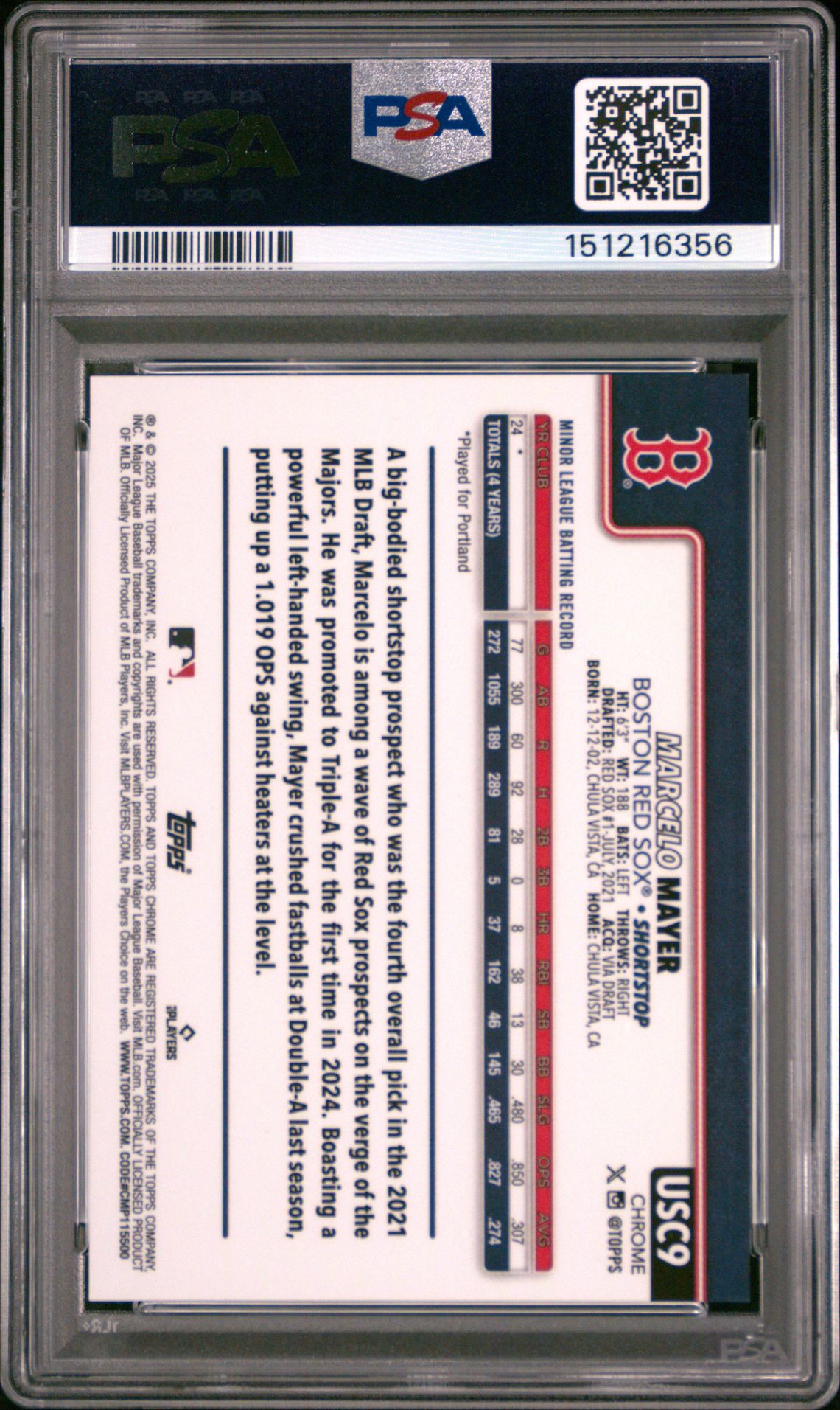 2025 Topps Chrome Update Marcelo Mayer #9 (Orange Raywave) Mint 9 back