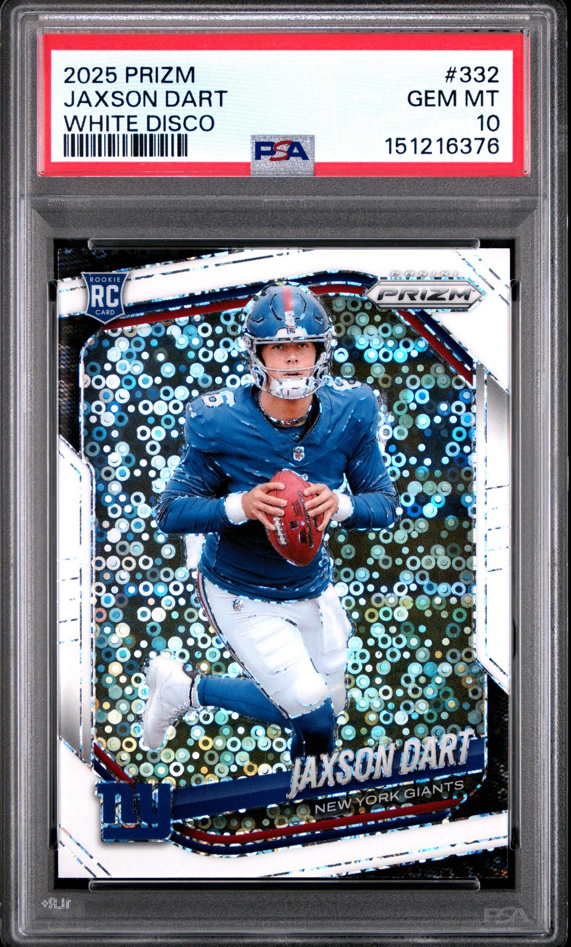 2025 PANINI PRIZM JAXSON DART WHITE DISCO 332 GEM MT 10 front