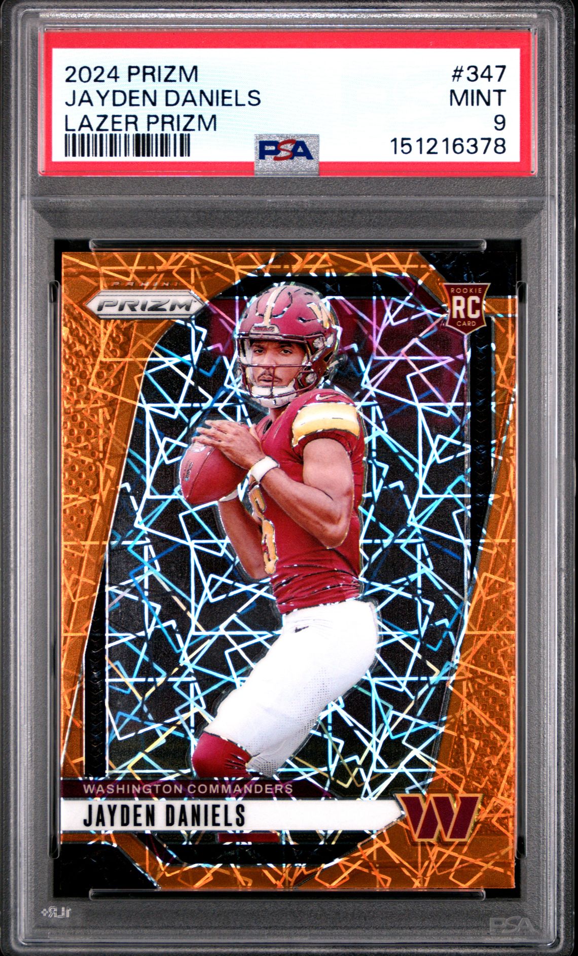 2024 Panini Prizm Jayden Daniels #347 (Lazer Prizm) Mint 9 front