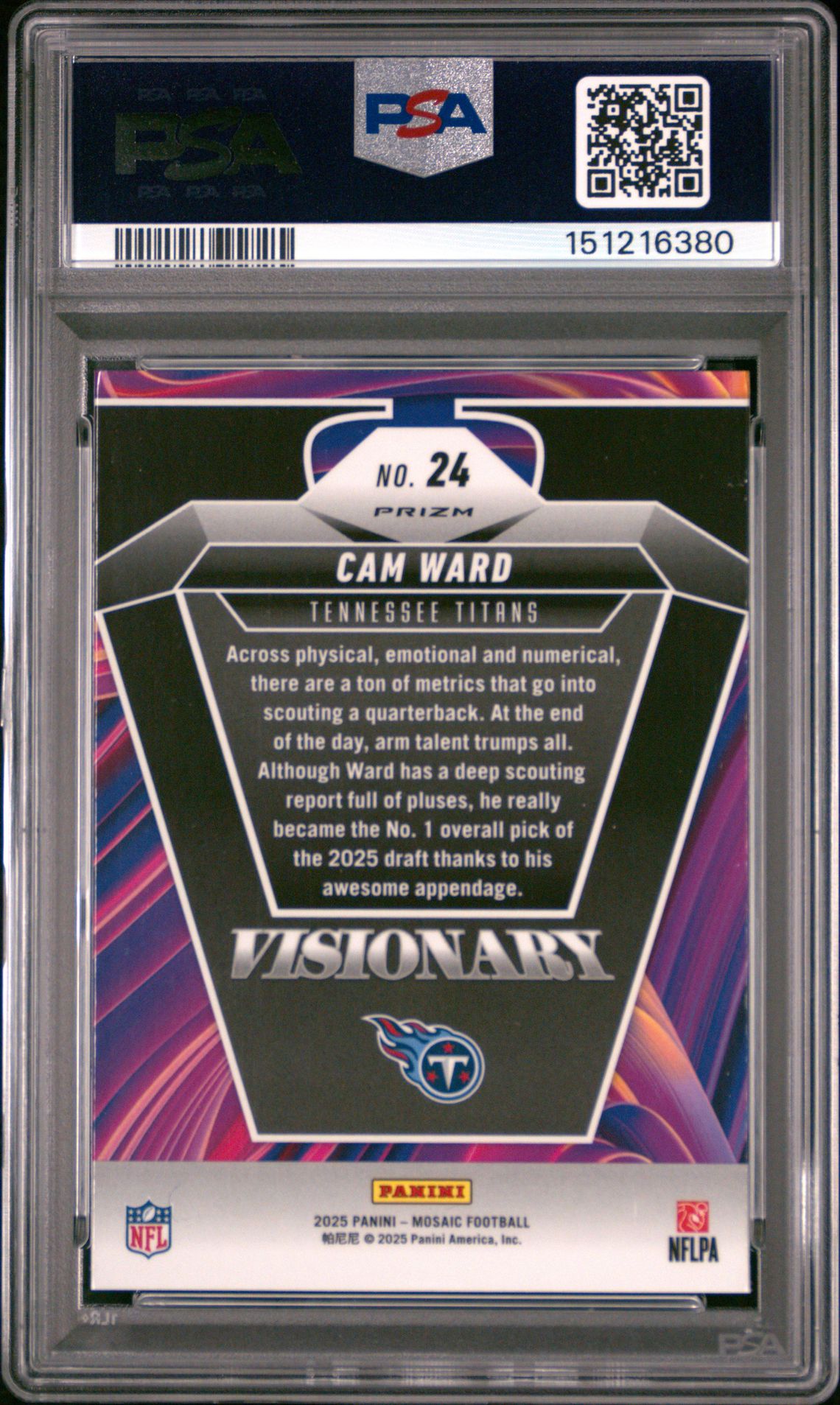 2025 PANINI MOSAIC VISIONARY CAM WARD  24 GEM MT 10 back