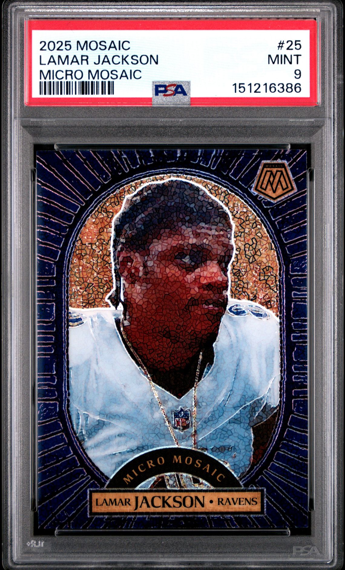 2025 Panini Mosaic Micro Mosaic Lamar Jackson #25 Mint 9 front