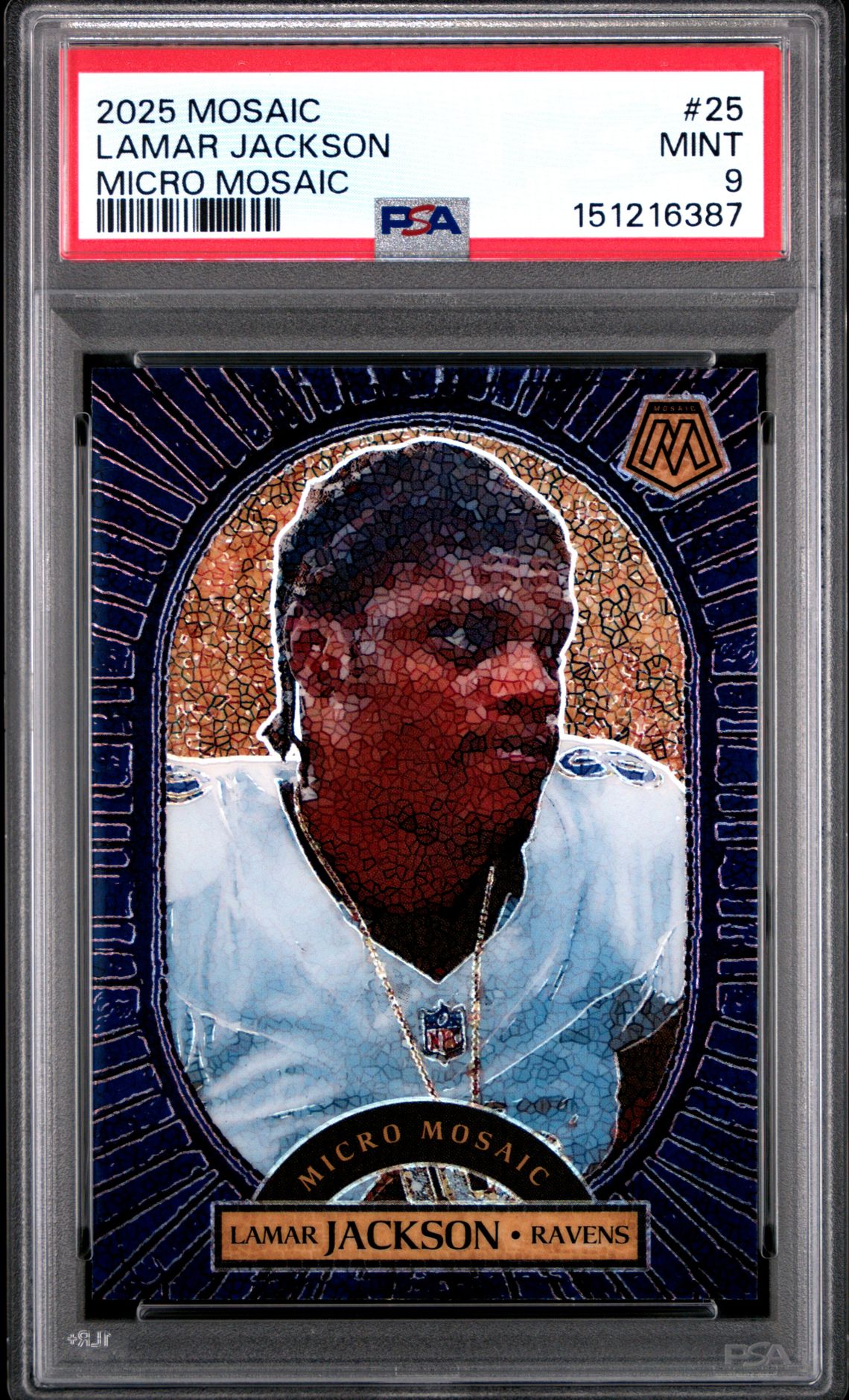 2025 Panini Mosaic Micro Mosaic Lamar Jackson #25 Mint 9 front