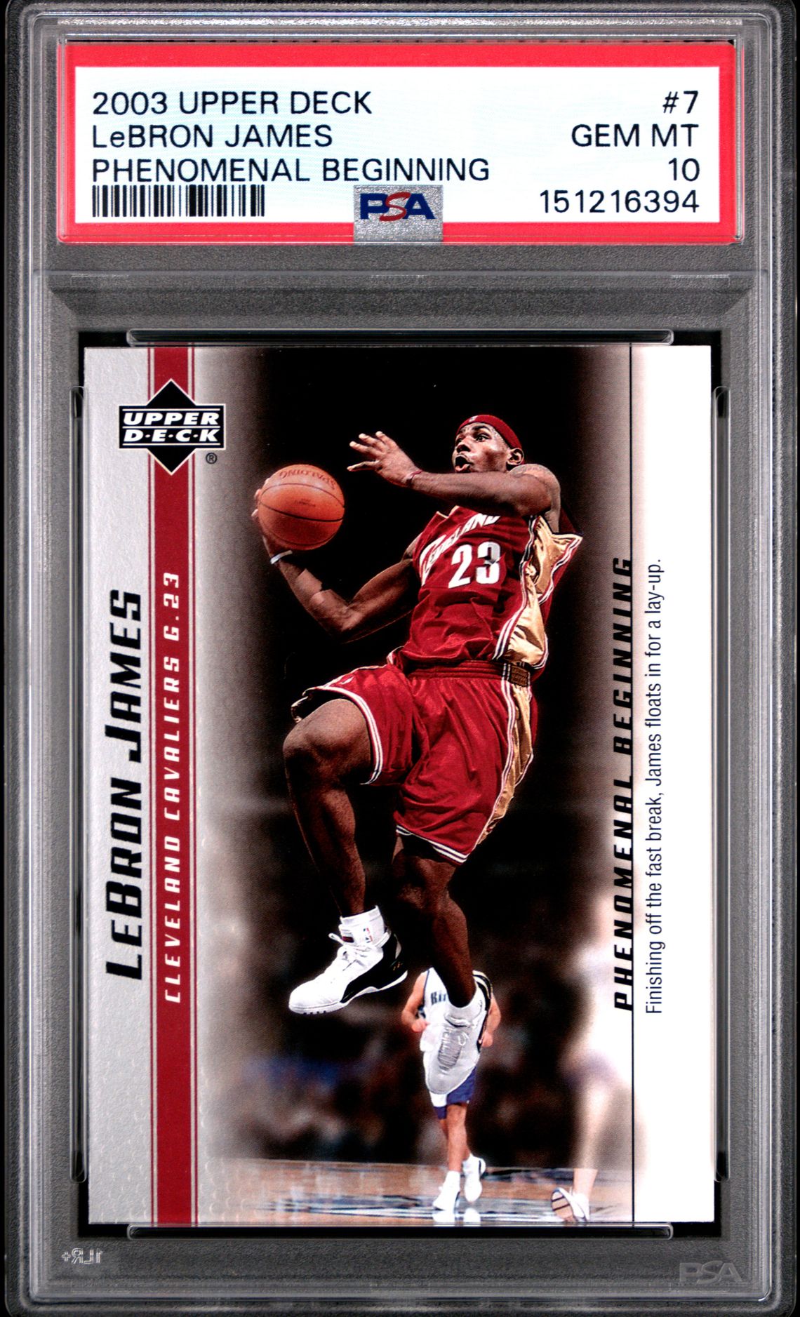 2003 Upper Deck Lebron James Phenomenal Beginnings Lebron James #7 (Phenomenal Beginning) Gem Mt 10 front