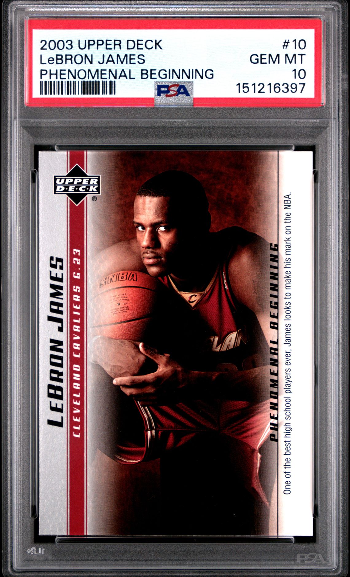 2003 Upper Deck Lebron James Phenomenal Beginnings Lebron James #10 (Phenomenal Beginning) Gem Mt 10 front