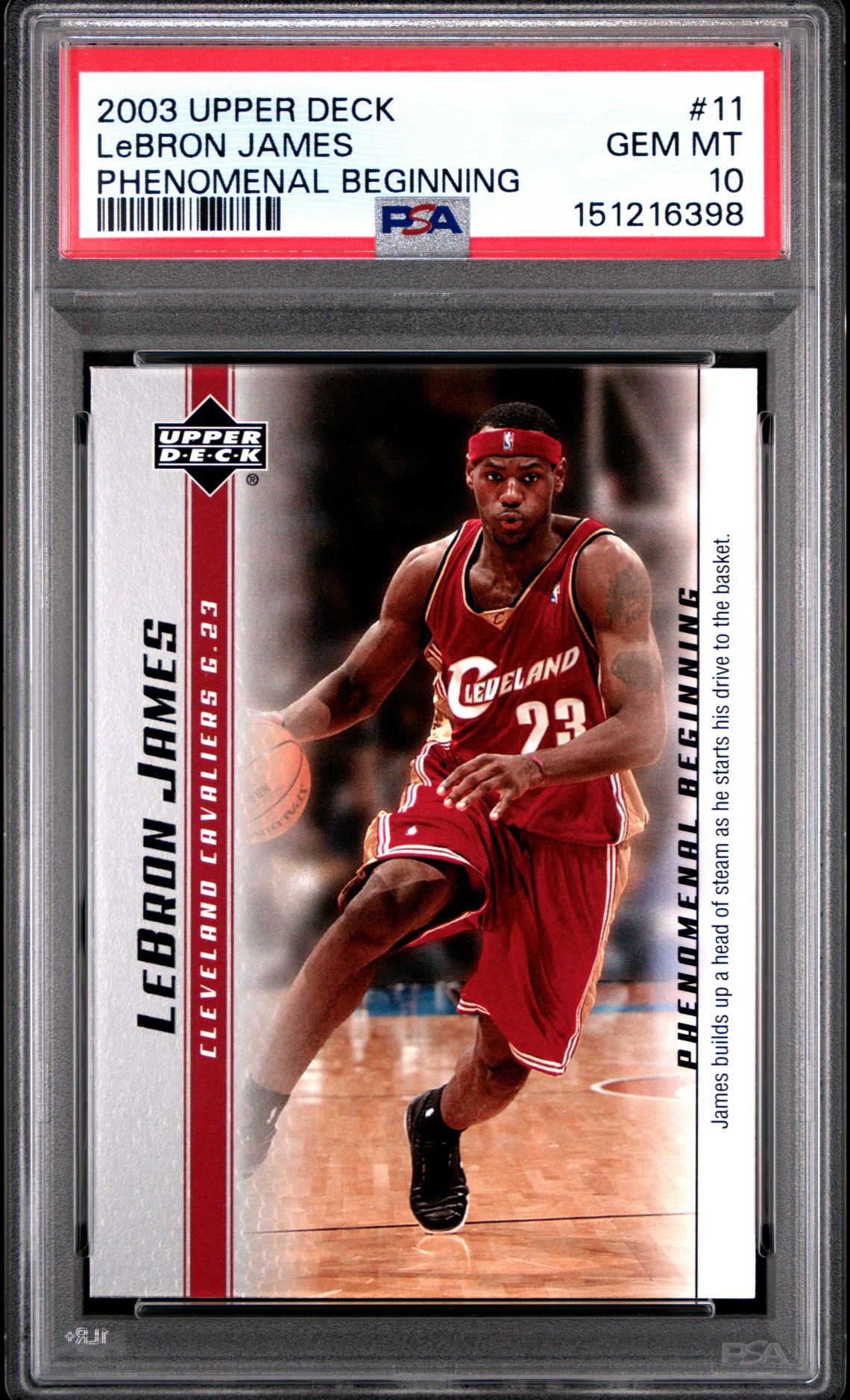 2003 Upper Deck Lebron James Phenomenal Beginnings Lebron James #11 (Phenomenal Beginning) Gem Mt 10 front