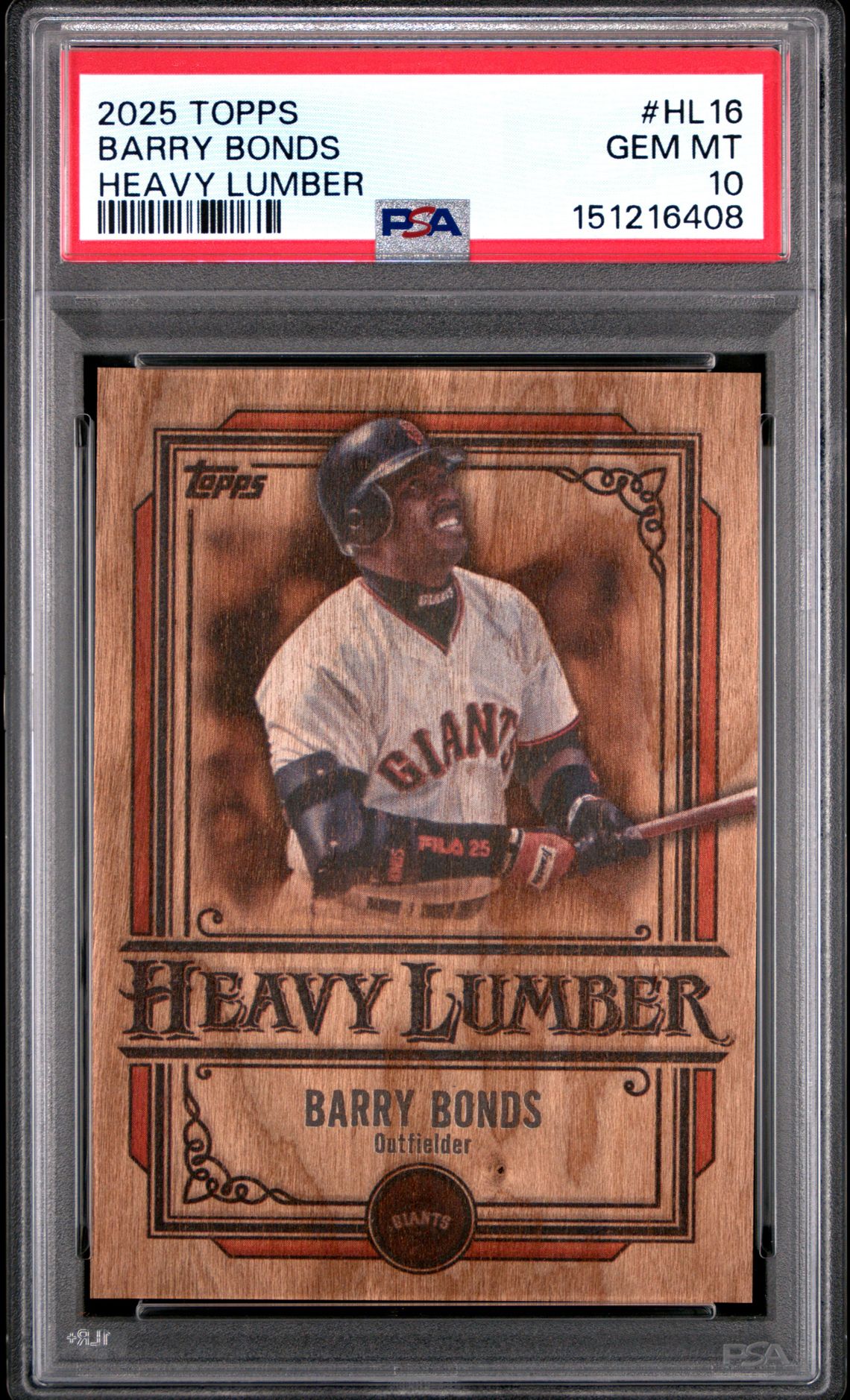 2025 Topps Heavy Lumber Barry Bonds #Hl16 Gem Mt 10 front