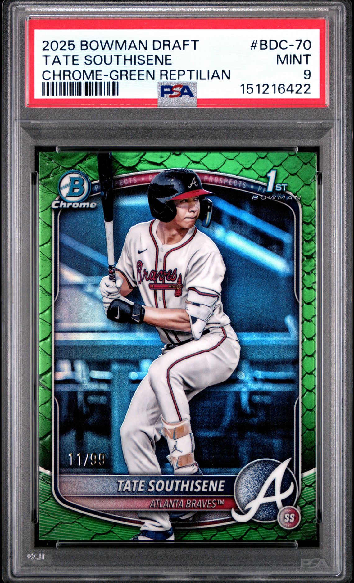 2025 Bowman Draft Tate Southisene #Bdc-70 (Chrome-Green Reptilian) Mint 9 front