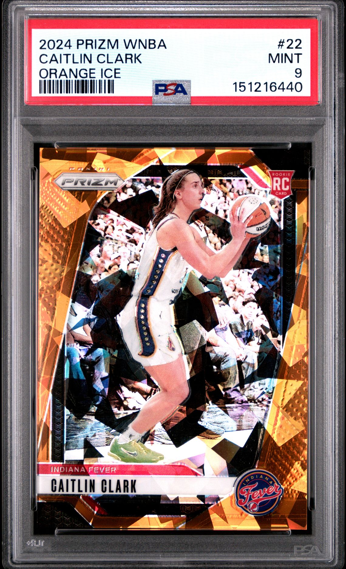 2024 Panini Prizm Wnba Caitlin Clark #22 (Orange Ice) Mint 9 front