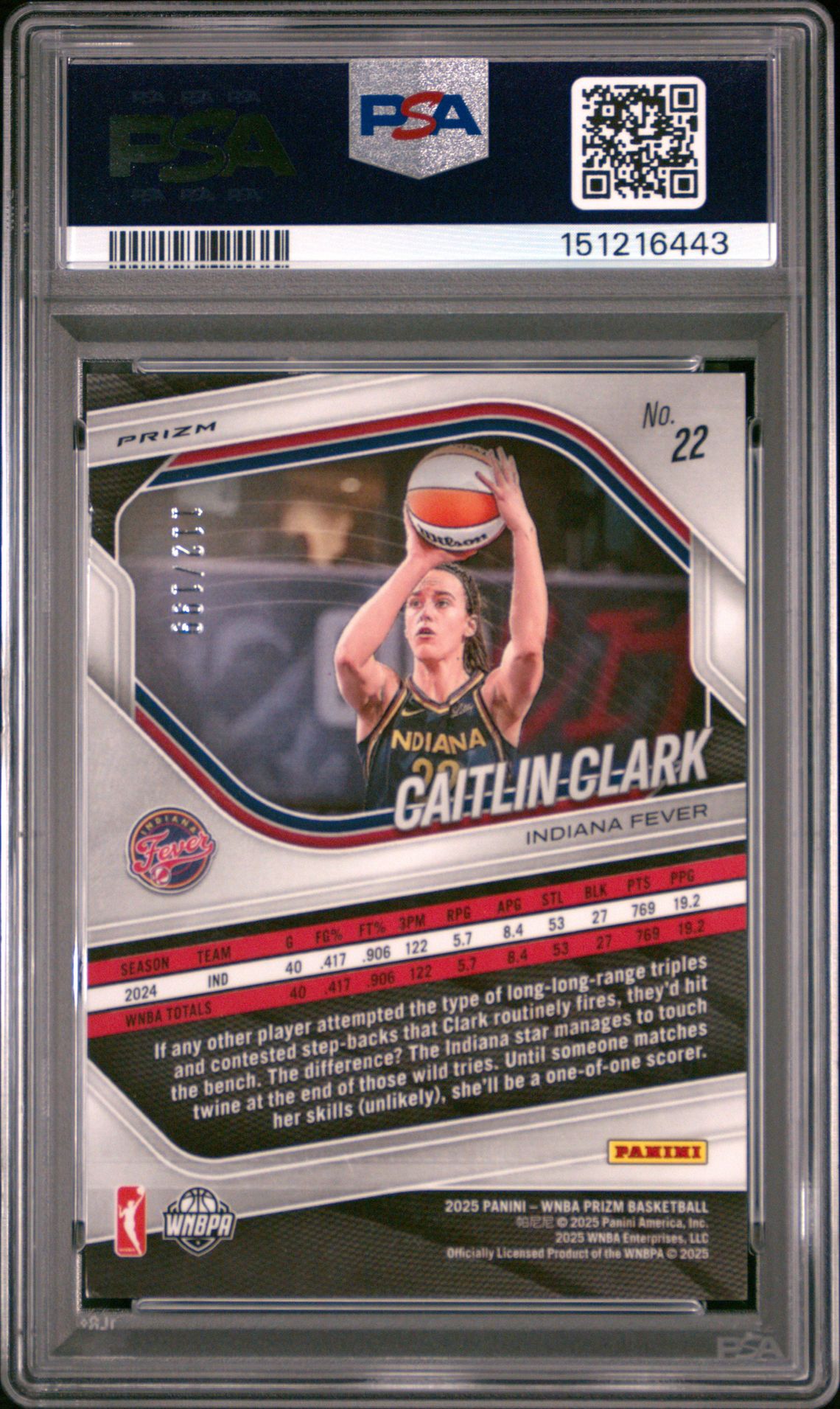 2025 Panini Prizm Wnba Caitlin Clark #22 (Red Pandora) Mint 9 back