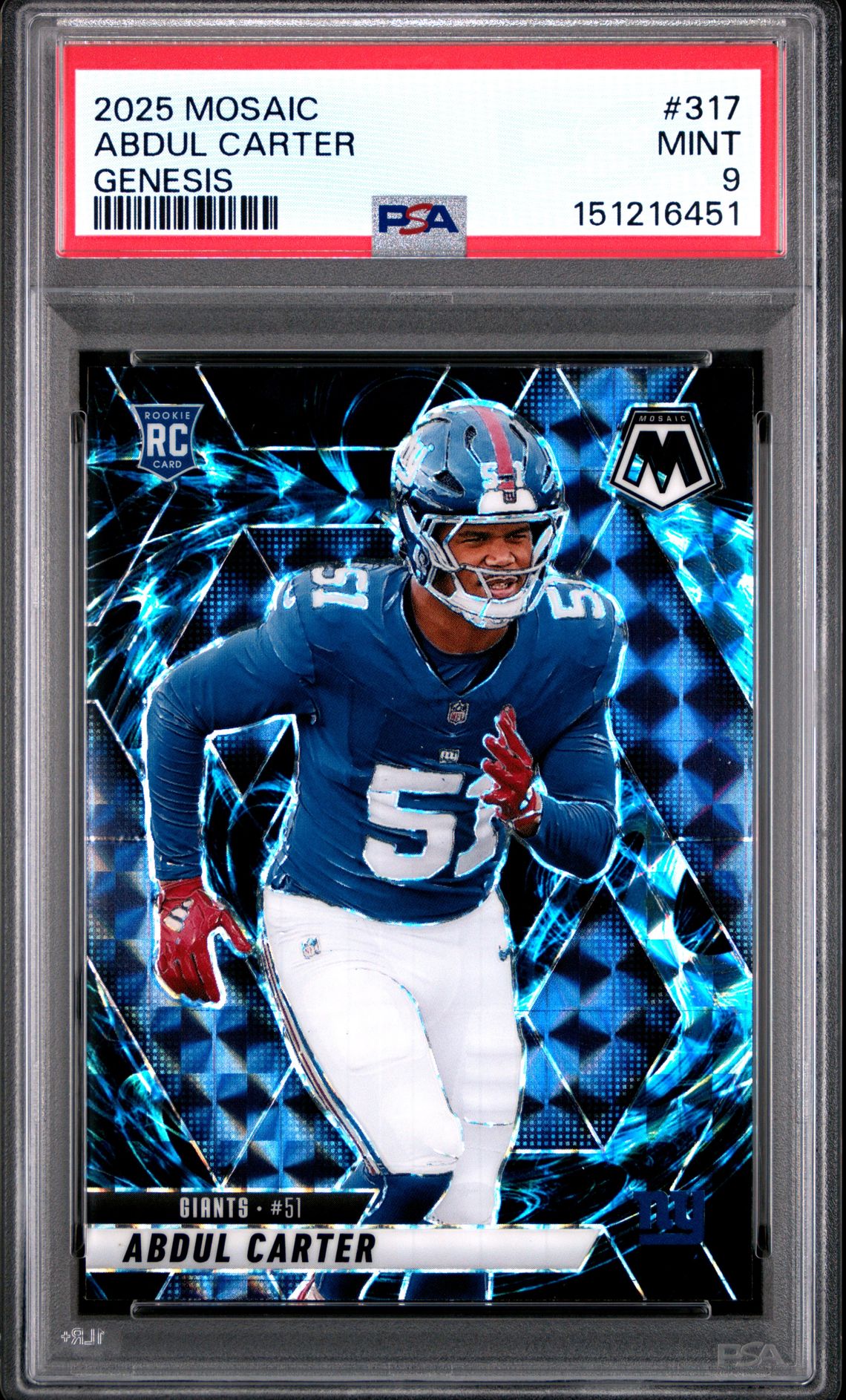 2025 Panini Mosaic Abdul Carter #317 (Genesis) Mint 9 front