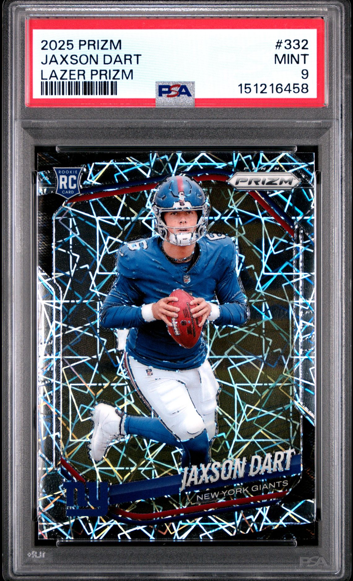 2025 Panini Prizm Jaxson Dart #332 (Lazer Prizm) Mint 9 front