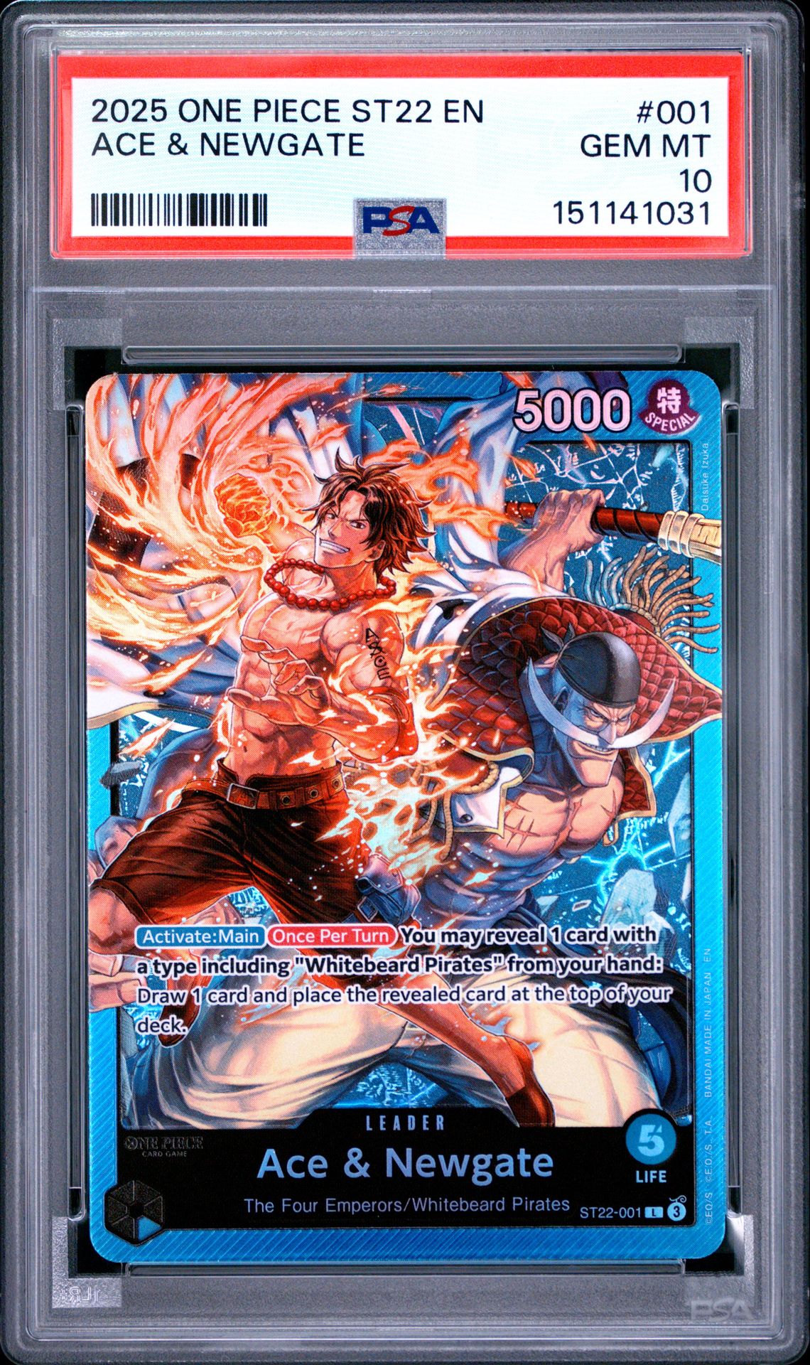 2025 One Piece Starter Deck St22-Ace & Newgate Ace & Newgate #001 Gem Mt 10 front