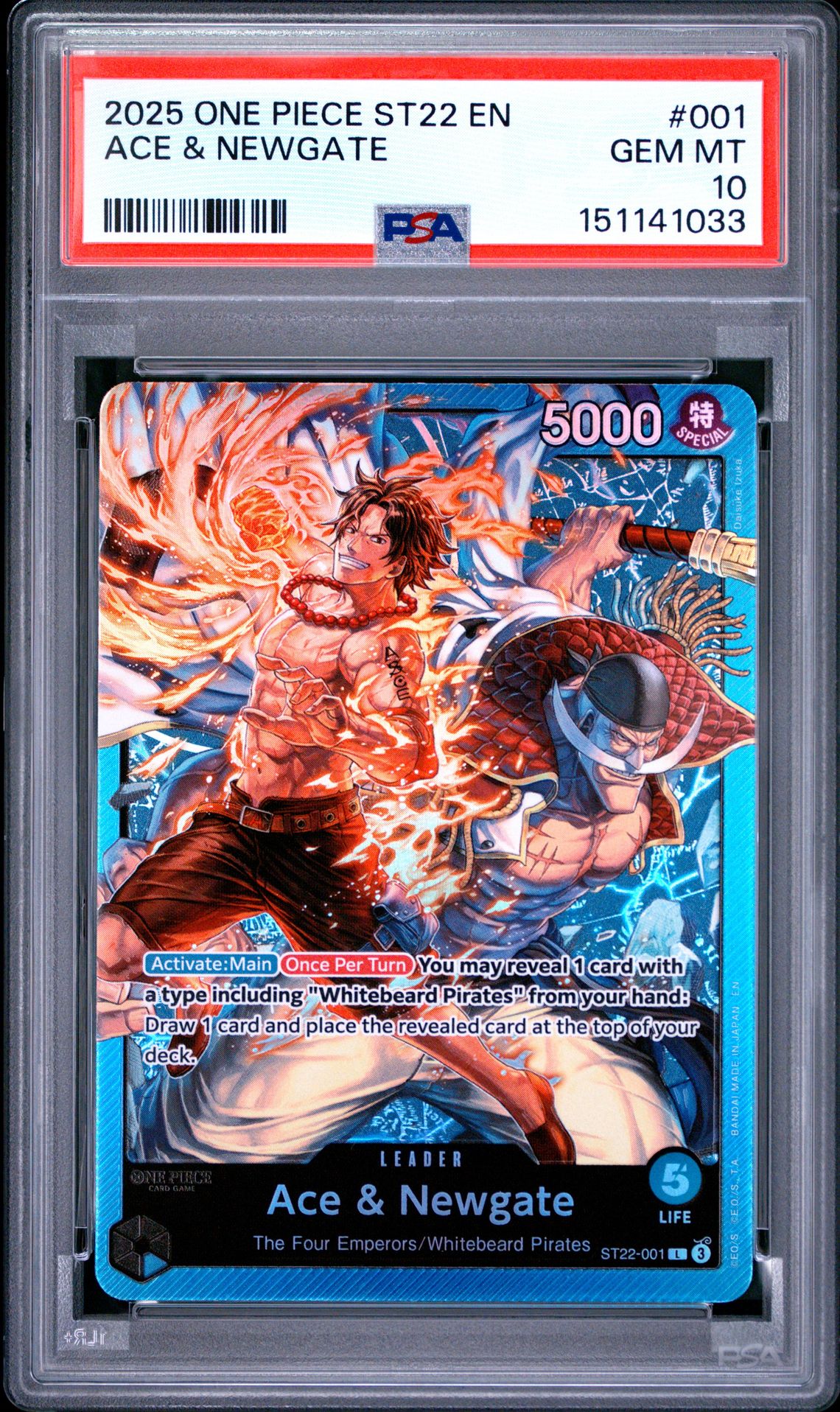 2025 One Piece Starter Deck St22-Ace & Newgate Ace & Newgate #001 Gem Mt 10 front
