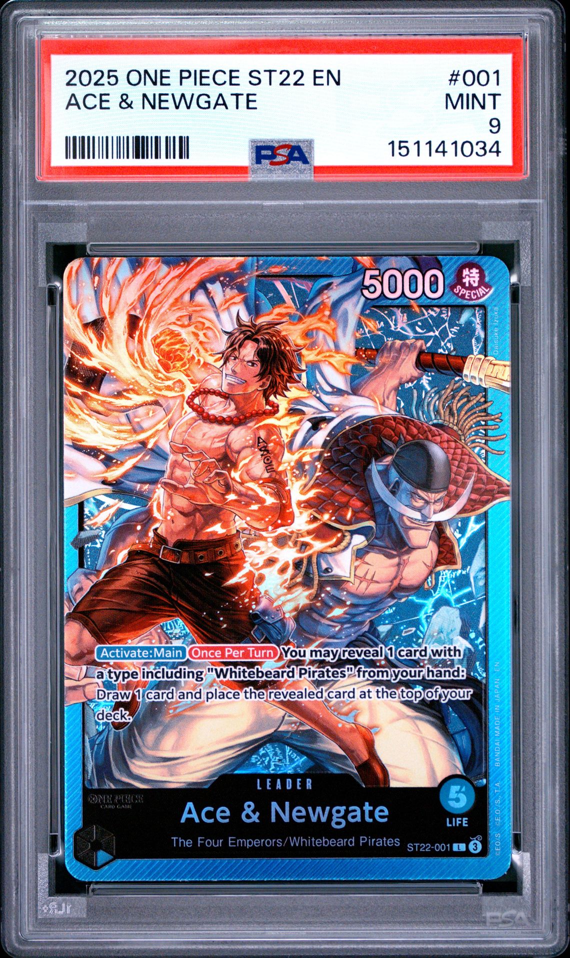 2025 One Piece Starter Deck St22-Ace & Newgate Ace & Newgate #001 Mint 9 front
