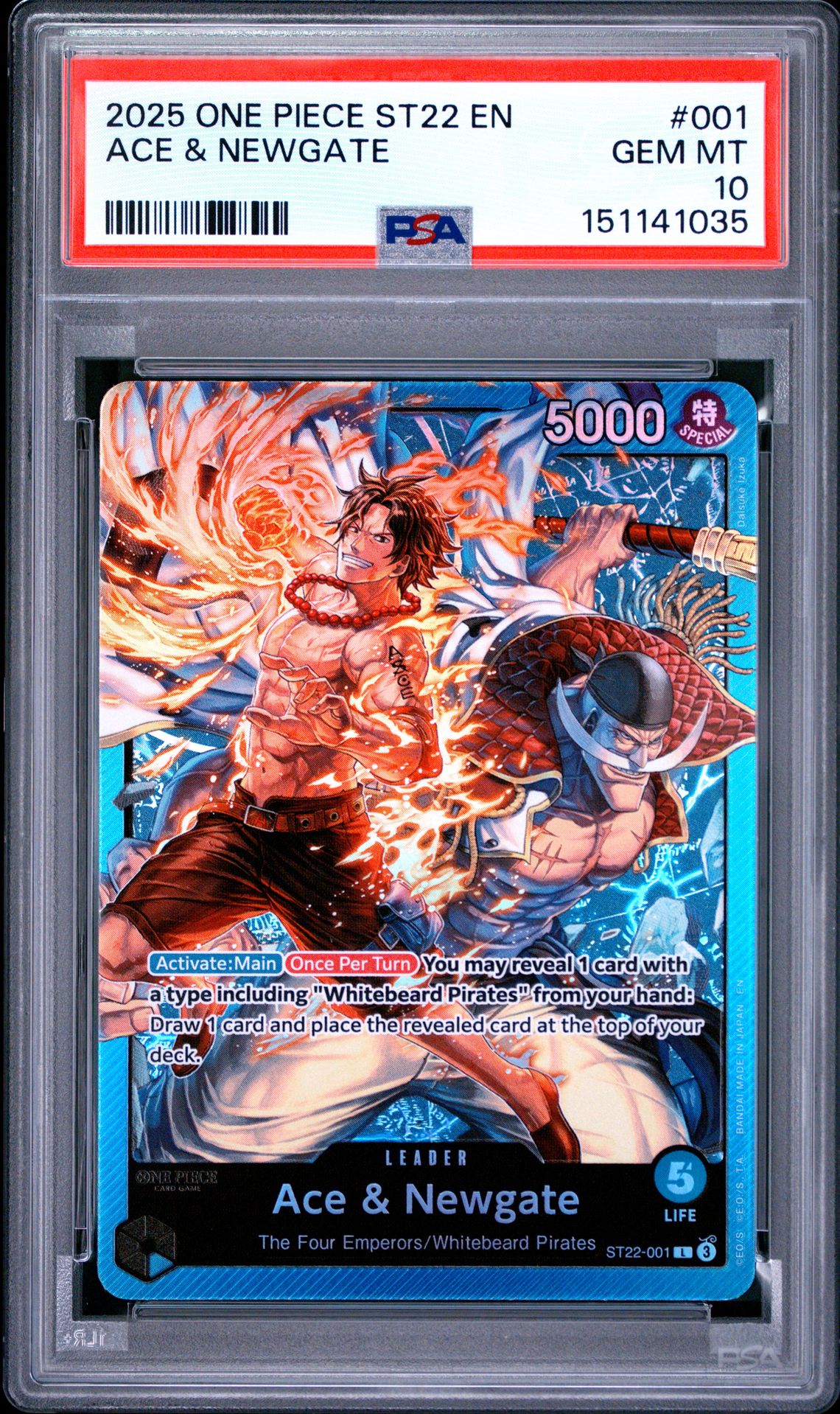 2025 One Piece Starter Deck St22-Ace & Newgate Ace & Newgate #001 Gem Mt 10 front