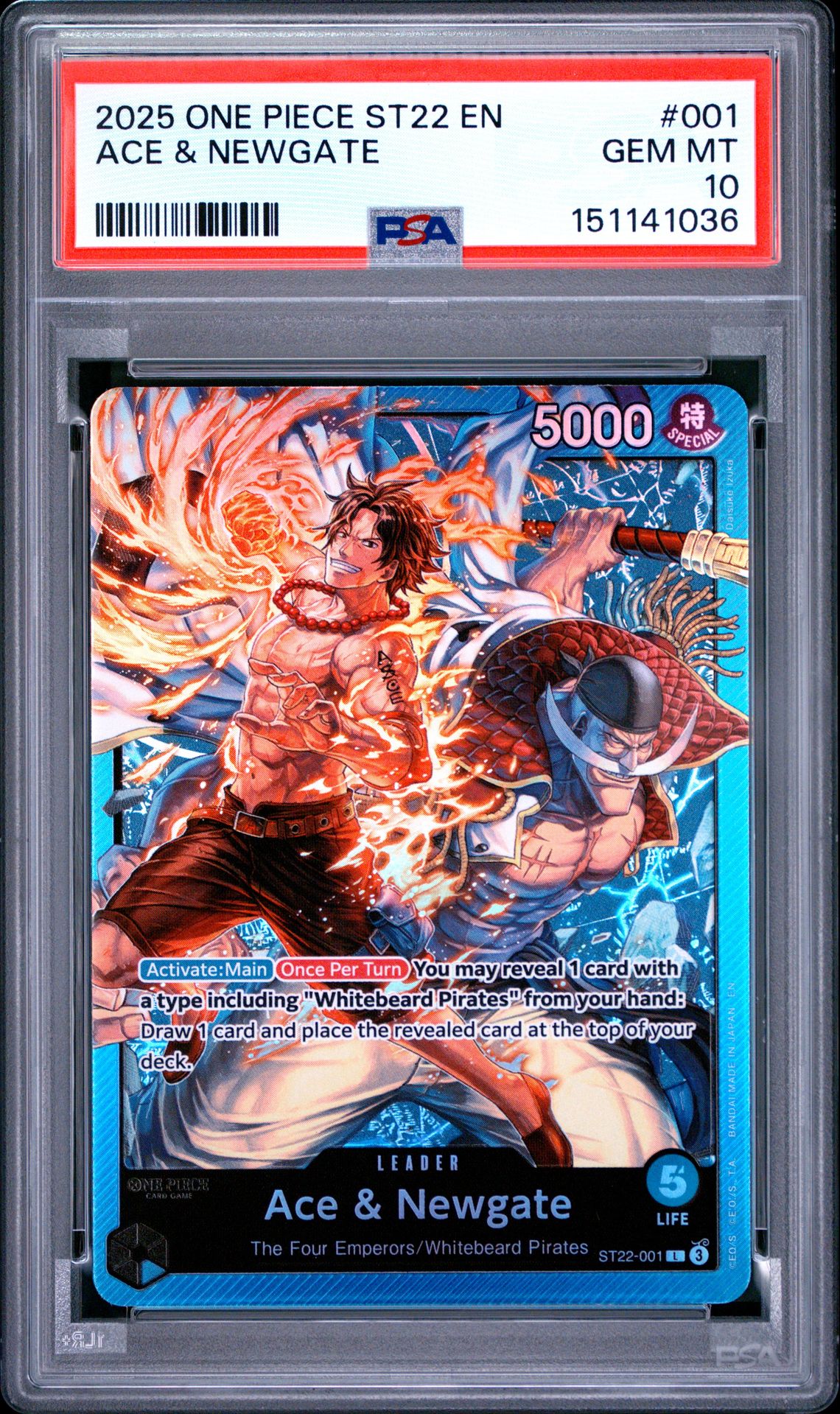 2025 One Piece Starter Deck St22-Ace & Newgate Ace & Newgate #001 Gem Mt 10 front