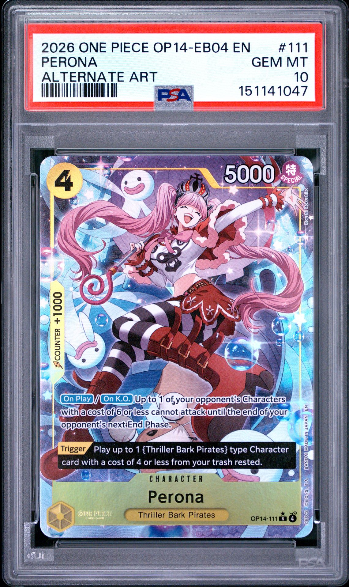 2026 One Piece Op14-Eb04-The Azure Sea's Seven Perona #111 (Alternate Art) Gem Mt 10 front