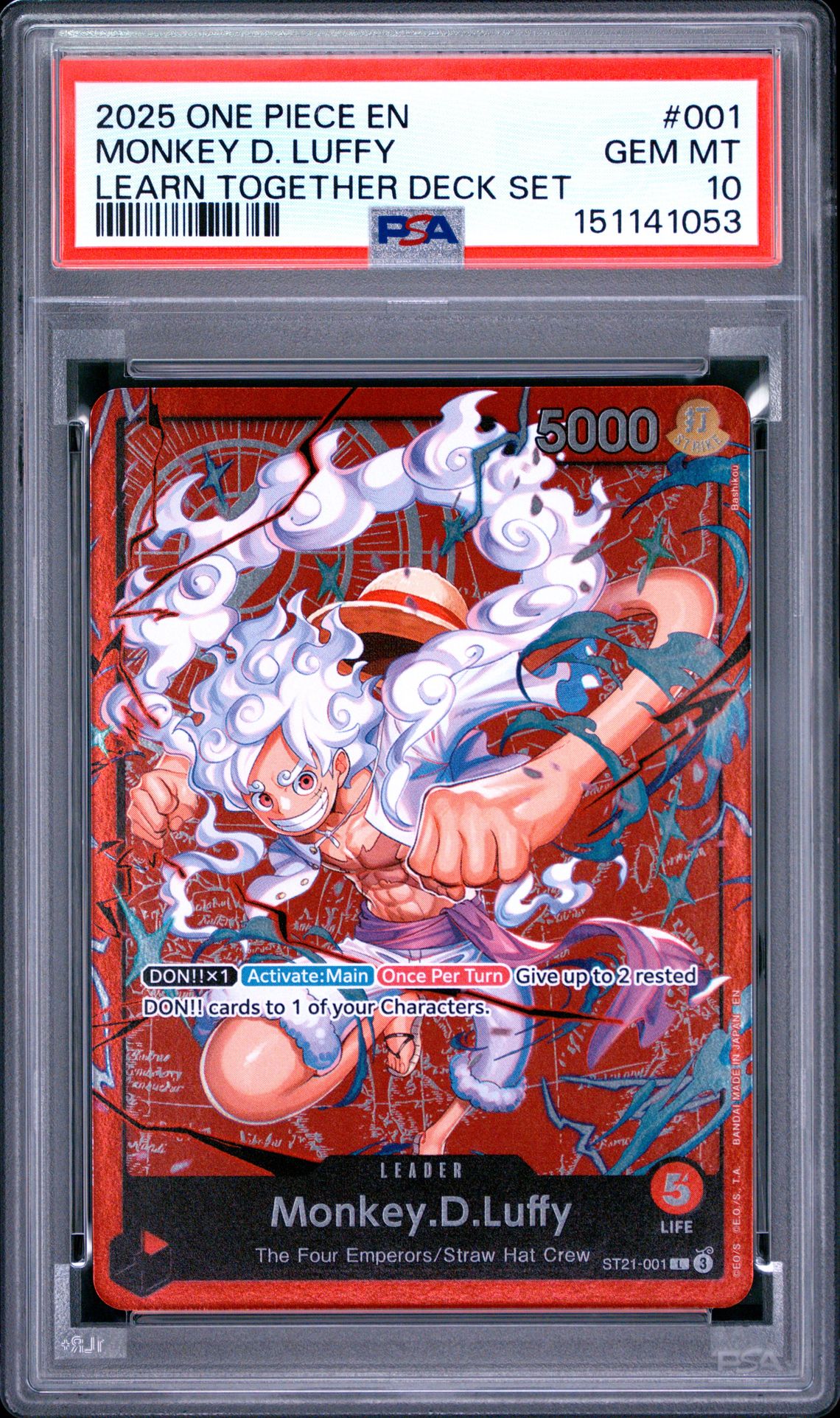 2025 One Piece Learn Together Deck Set Monkey D. Luffy #001 Gem Mt 10 front