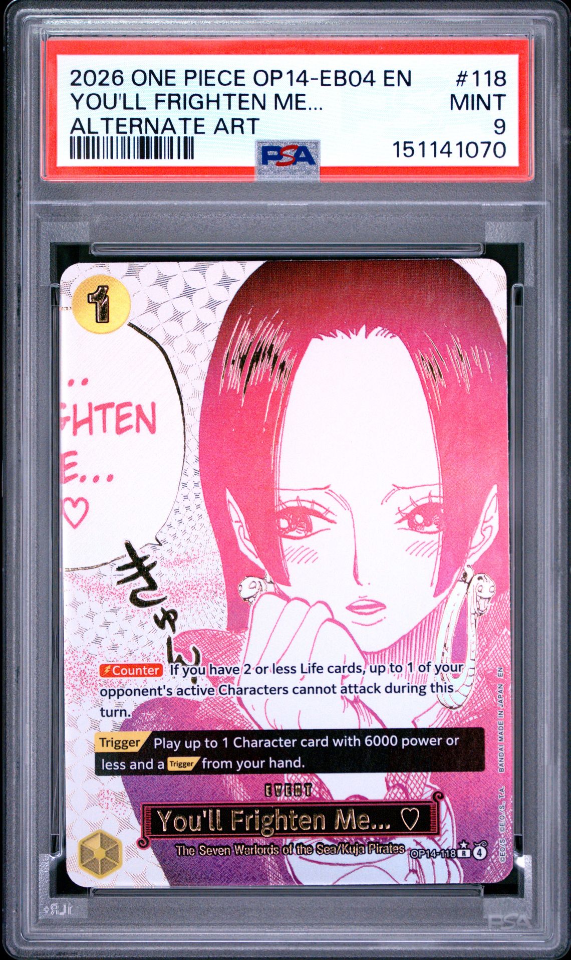 2026 One Piece Op14-Eb04-The Azure Sea's Seven You'll Frighten Me... #118 (Alternate Art) Mint 9 front