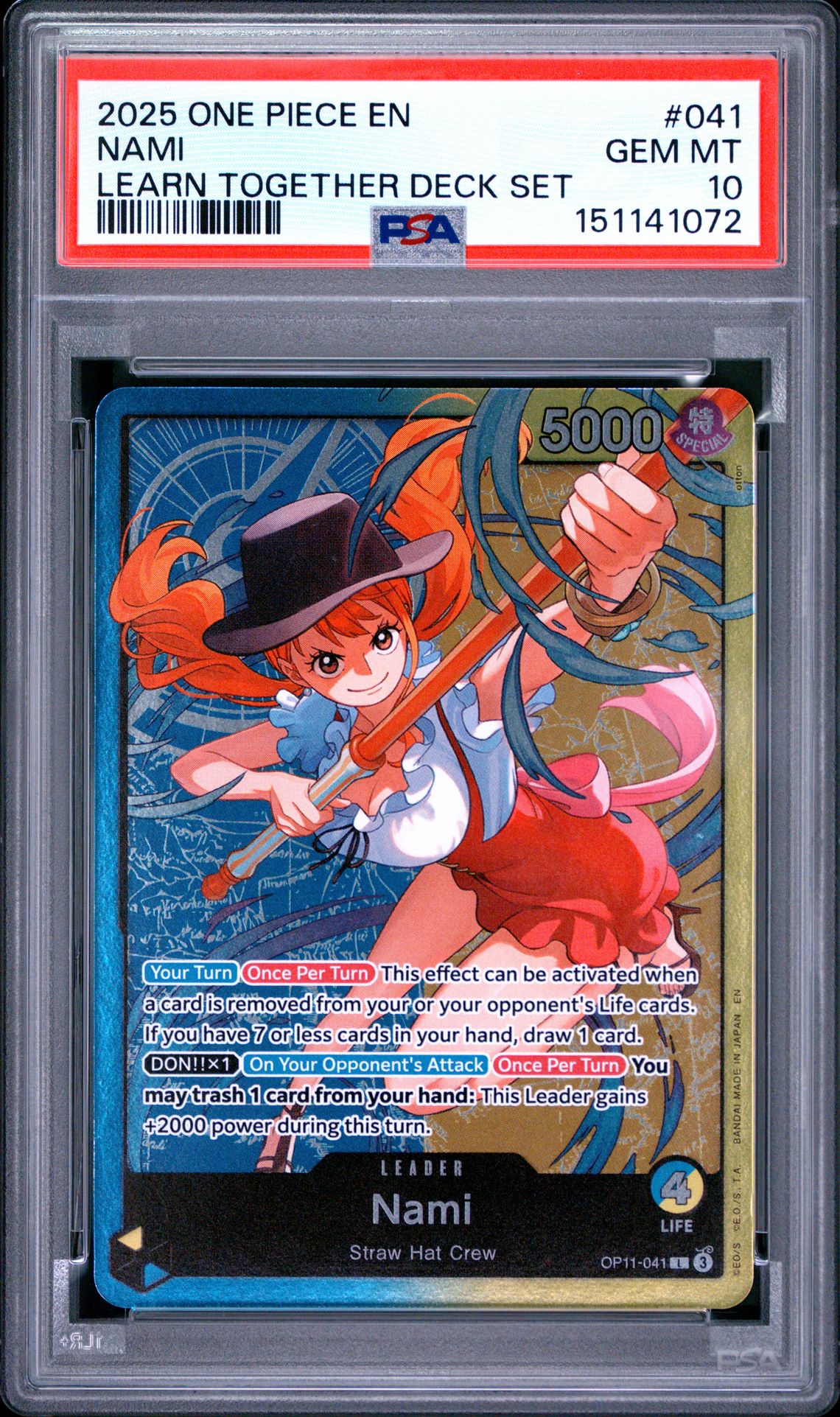 2025 One Piece Learn Together Deck Set Nami #041 Gem Mt 10 front