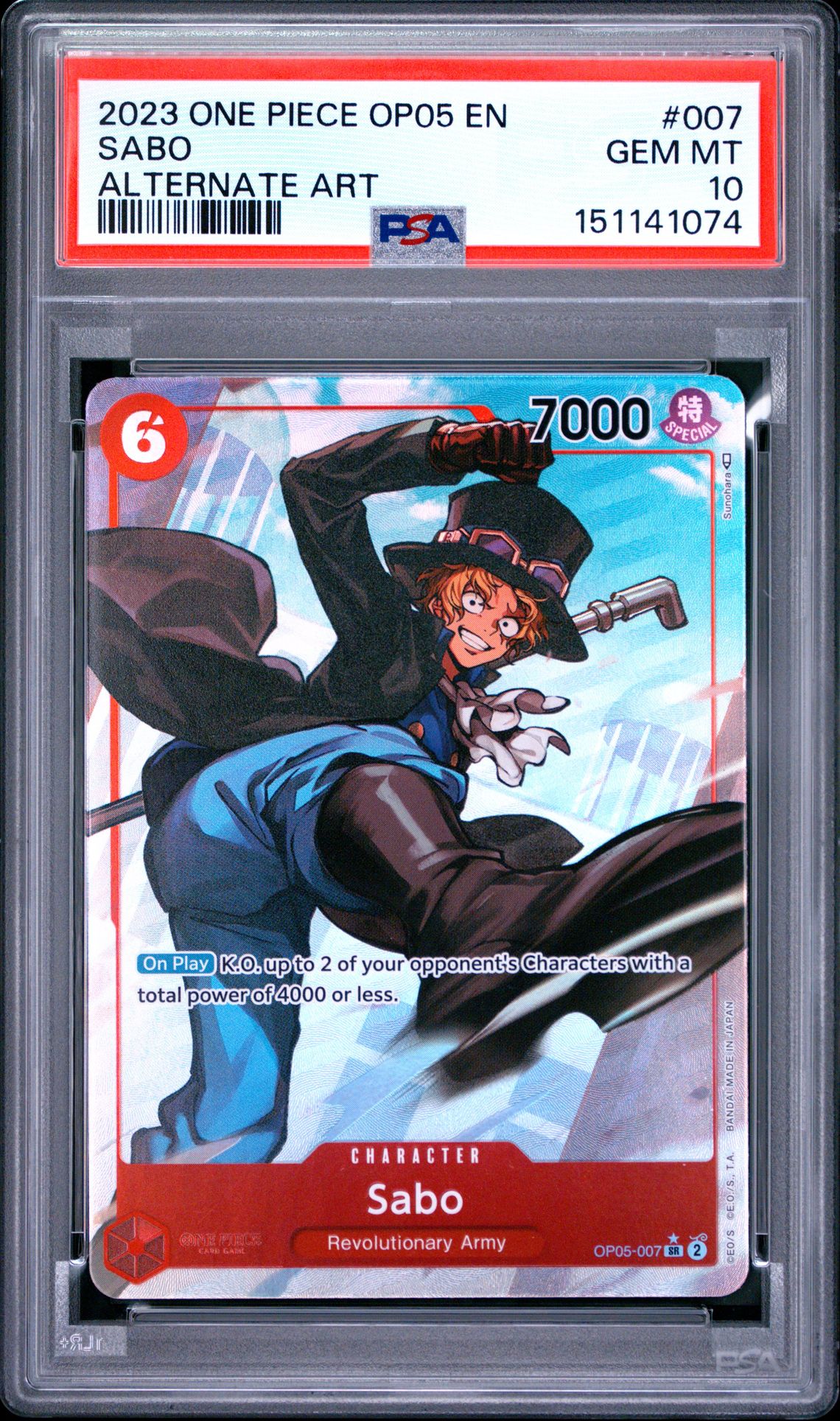 2023 One Piece Op05-Awakening Of The New Era Sabo #007 (Alternate Art) Gem Mt 10 front