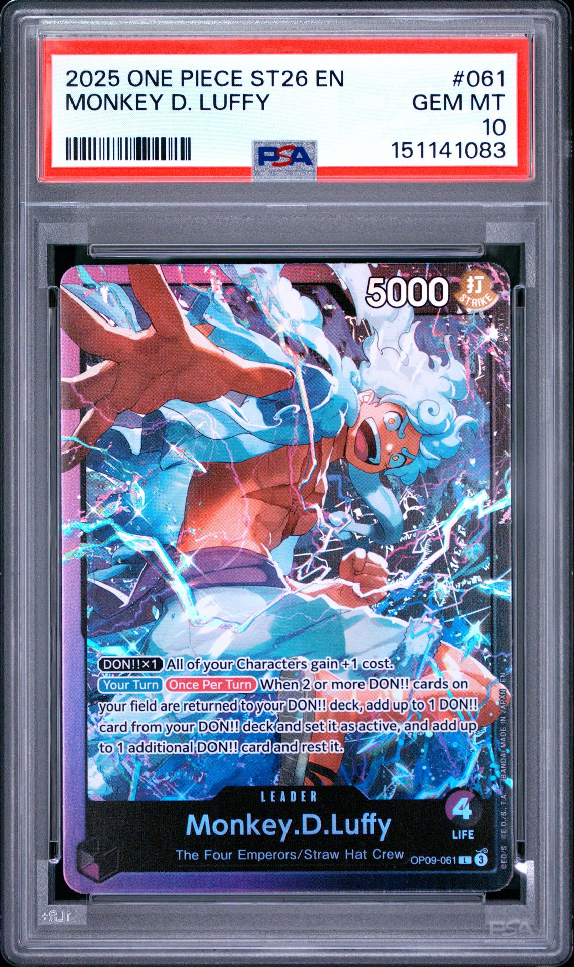 2025 One Piece Starter Deck St26-Purple/Black Monkey D. Luffy Monkey D. Luffy #061 Gem Mt 10 front