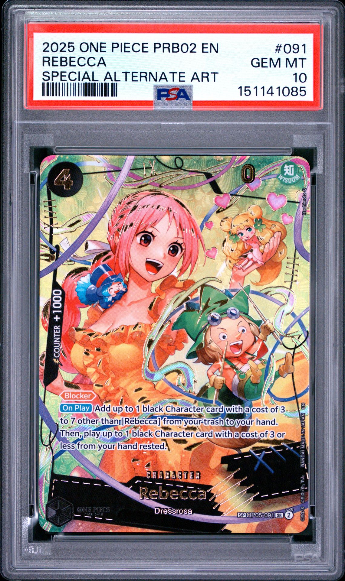 2025 One Piece Prb02-Premium Booster -One Piece Card The Best- Vol.2 Rebecca #091 (Special Alternate Art) Gem Mt 10 front