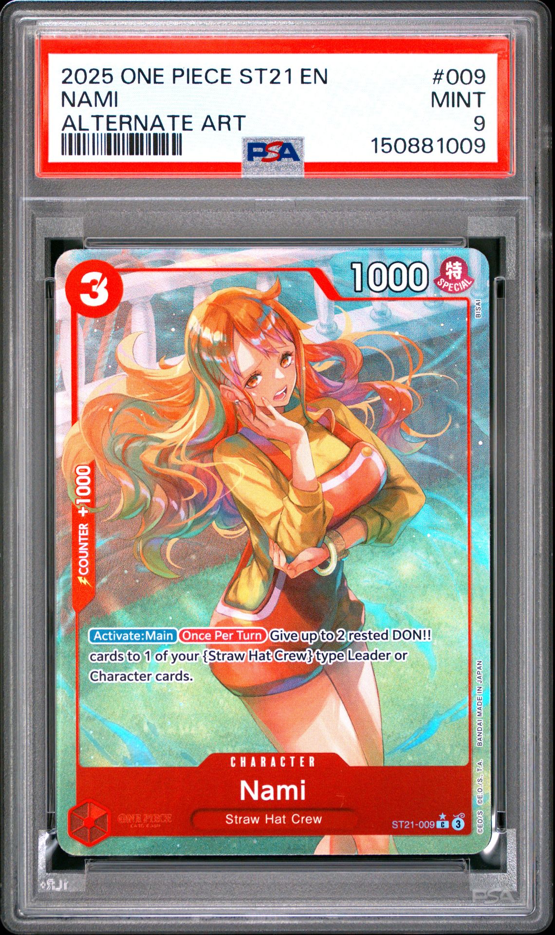 2025 One Piece Starter Deck St21-Ex Gear 5 Nami #009 (Alternate Art) Mint 9 front