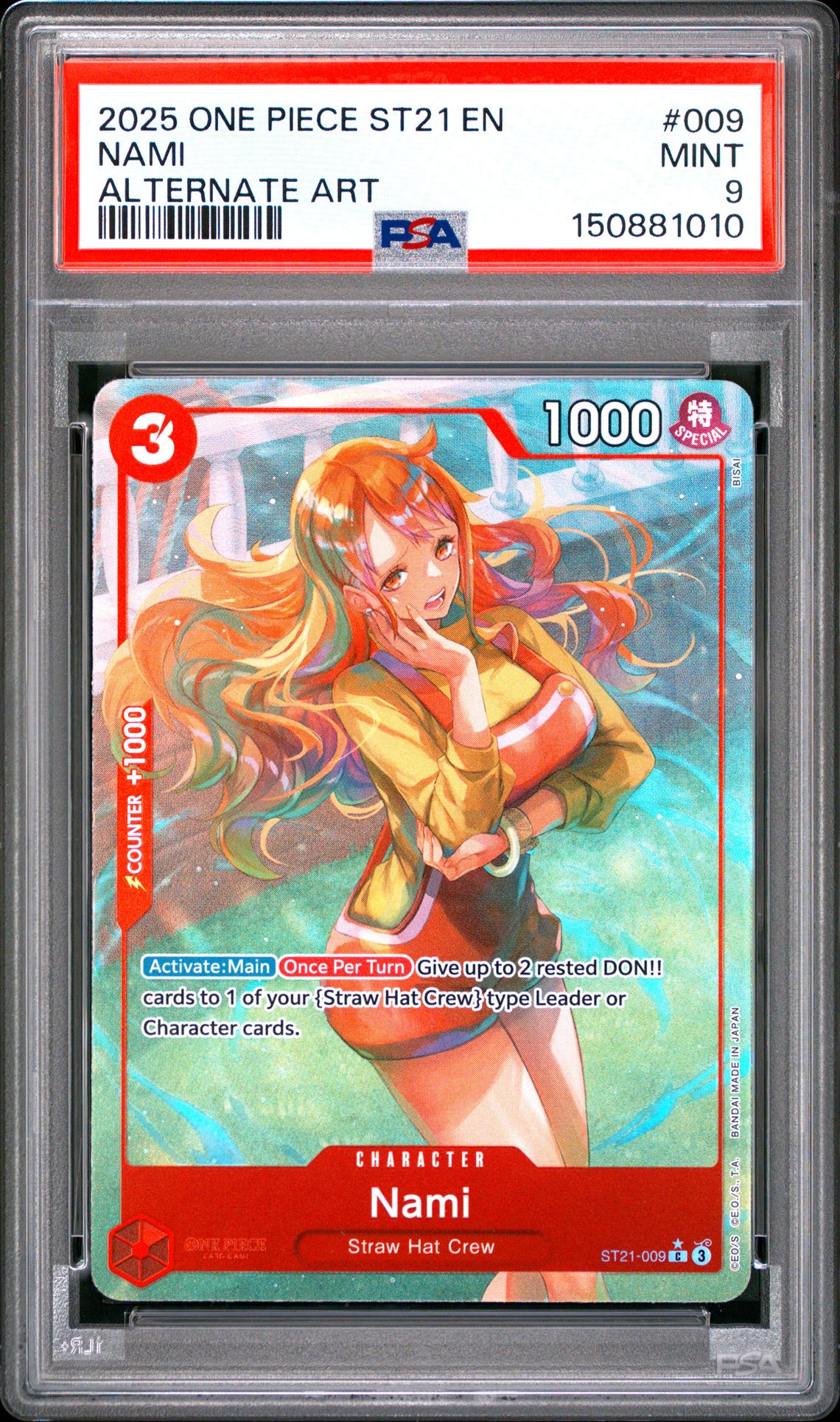 2025 One Piece Starter Deck St21-Ex Gear 5 Nami #009 (Alternate Art) Mint 9 front