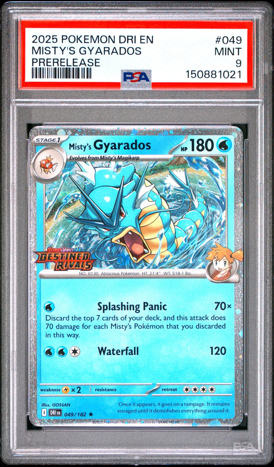 2025 Pokemon Dri En-Destined Rivals Misty's Gyarados #049 (Prerelease) Mint 9 front