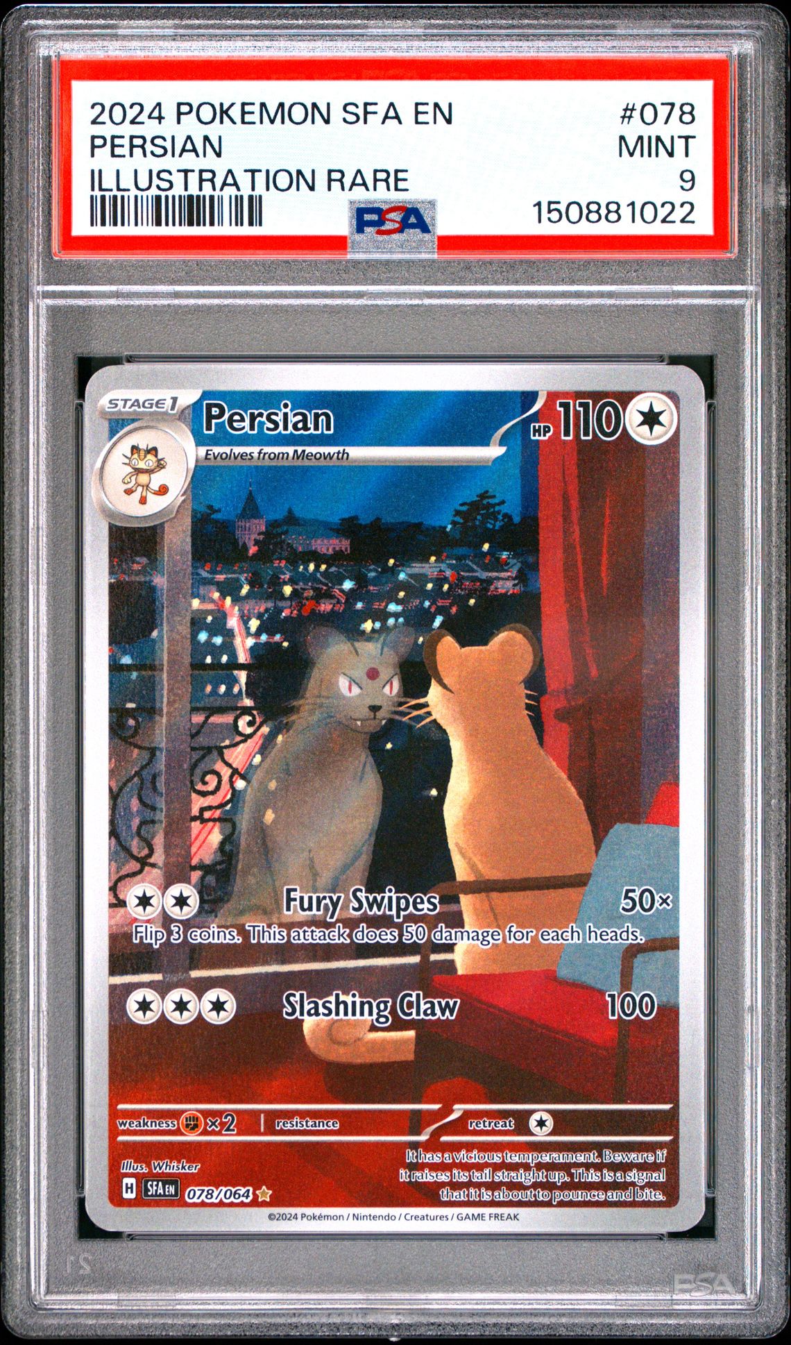 2024 Pokemon Sfa En-Shrouded Fable Persian #078 (Illustration Rare) Mint 9 front