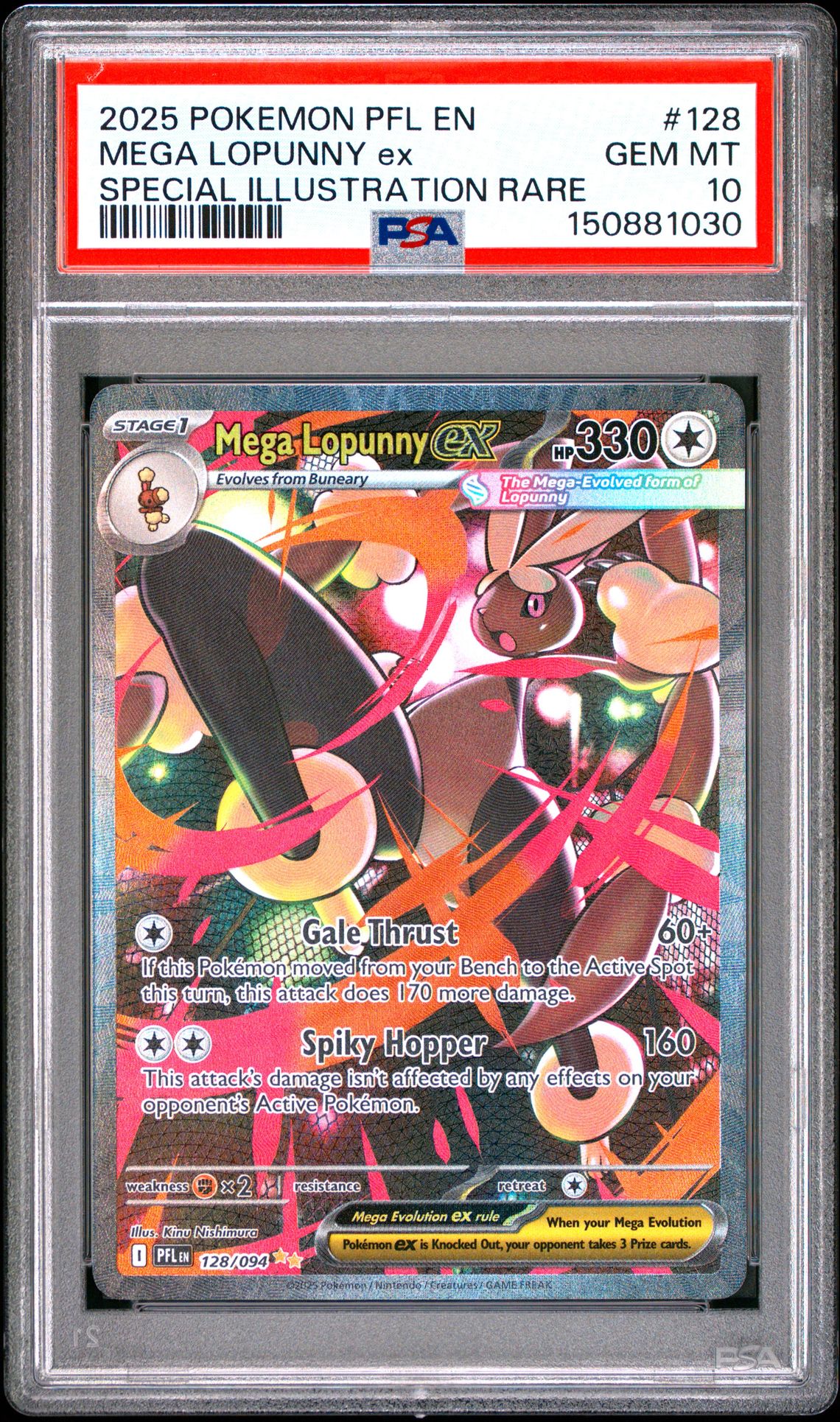 2025 Pokemon Pfl En-Phantasmal Flames Mega Lopunny Ex #128 (Special Illustration Rare) Gem Mt 10 front