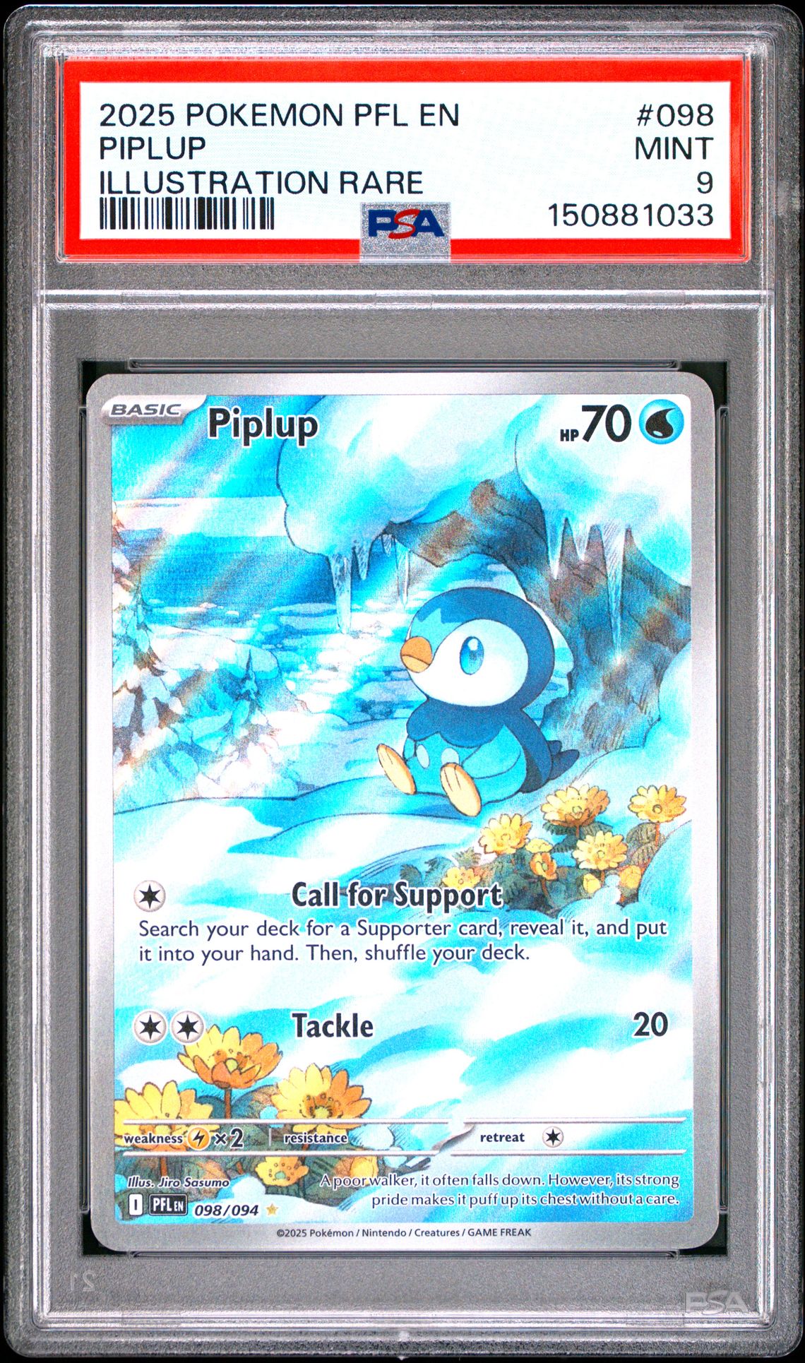 2025 Pokemon Pfl En-Phantasmal Flames Piplup #098 (Illustration Rare) Mint 9 front