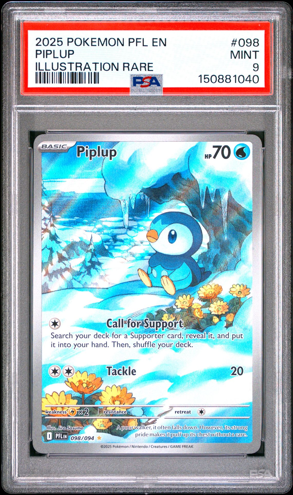 2025 Pokemon Pfl En-Phantasmal Flames Piplup #098 (Illustration Rare) Mint 9 front