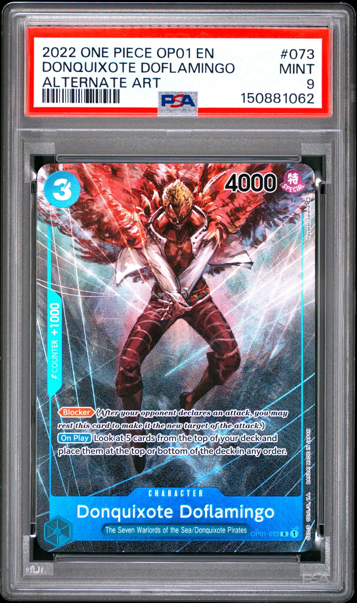 2022 One Piece Op01-Romance Dawn Donquixote Doflamingo #073 (Alternate Art) Mint 9 front