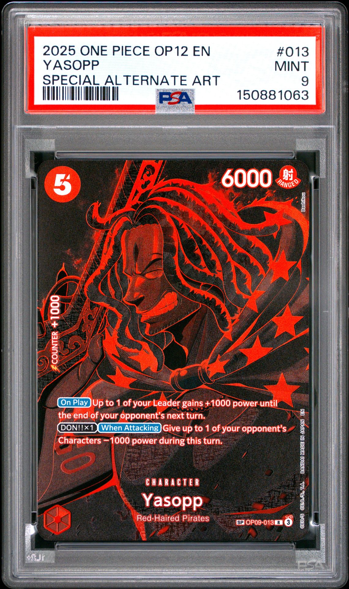 2025 One Piece Op12-Legacy Of The Master Yasopp #013 (Special Alternate Art) Mint 9 front