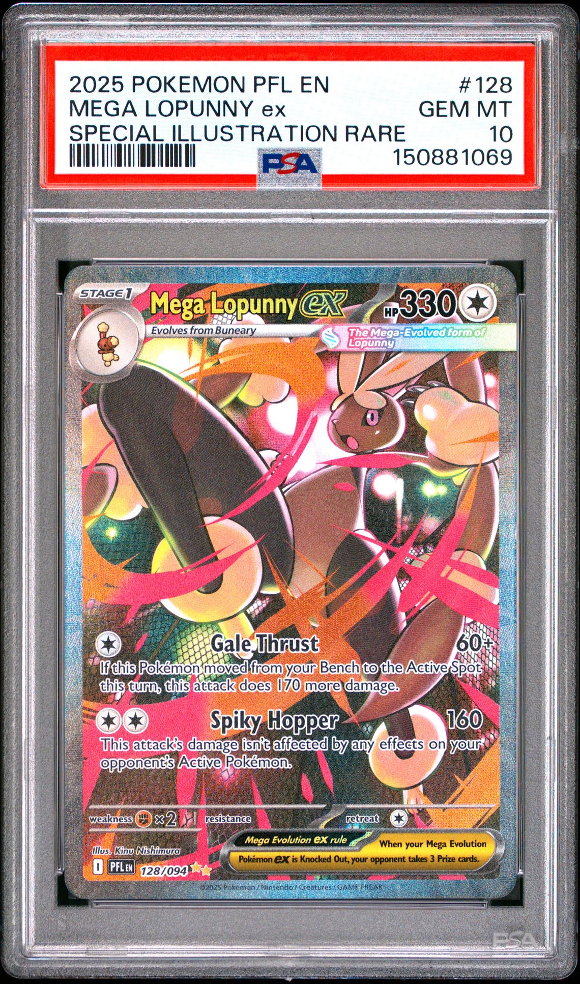 2025 Pokemon Pfl En-Phantasmal Flames Mega Lopunny Ex #128 (Special Illustration Rare) Gem Mt 10 front