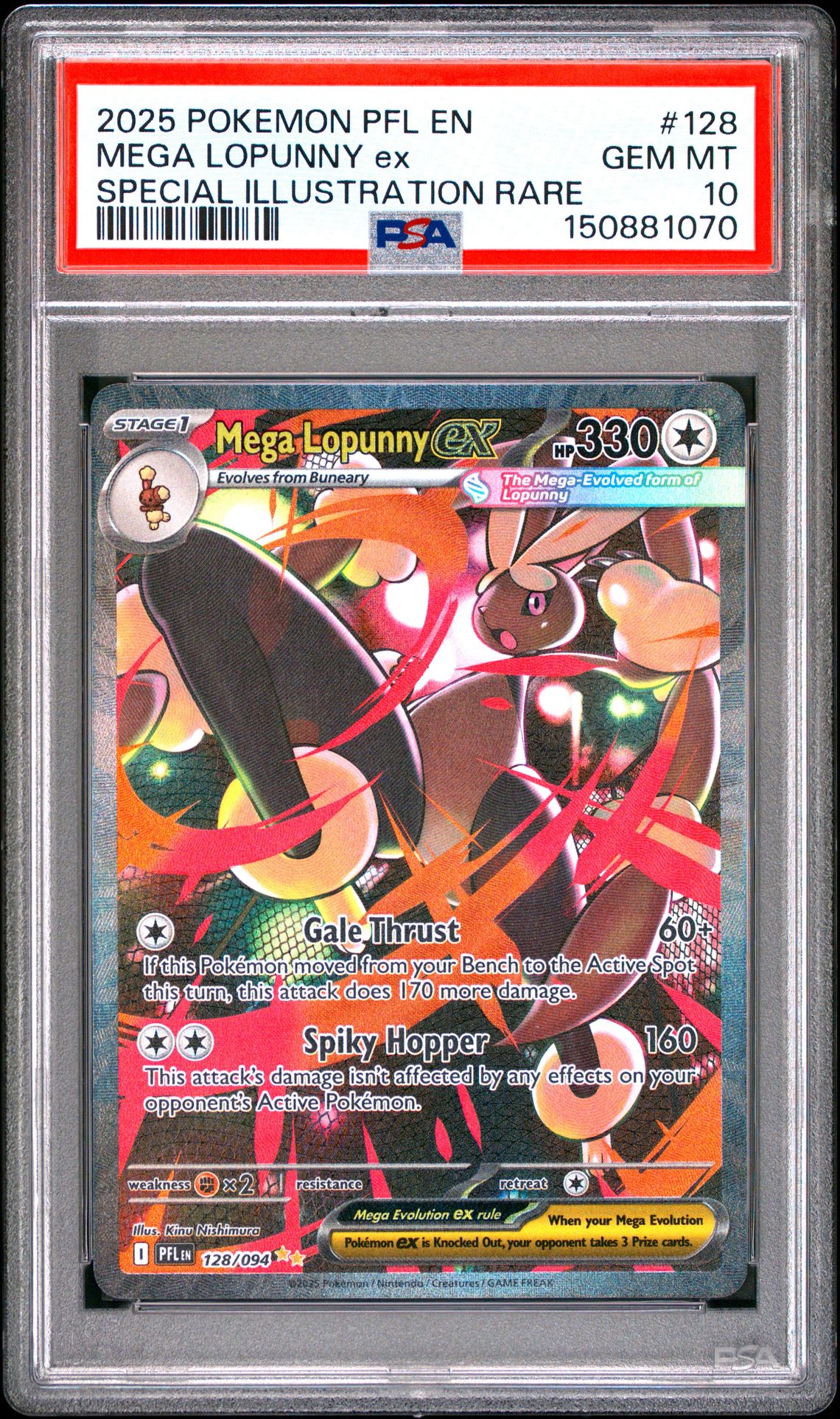 2025 Pokemon Pfl En-Phantasmal Flames Mega Lopunny Ex #128 (Special Illustration Rare) Gem Mt 10 front