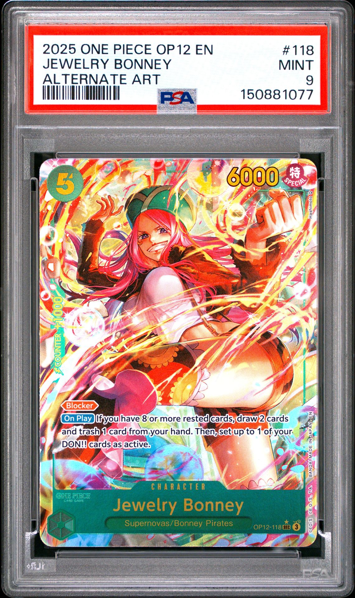 2025 One Piece Op12-Legacy Of The Master Jewelry Bonney #118 (Alternate Art) Mint 9 front