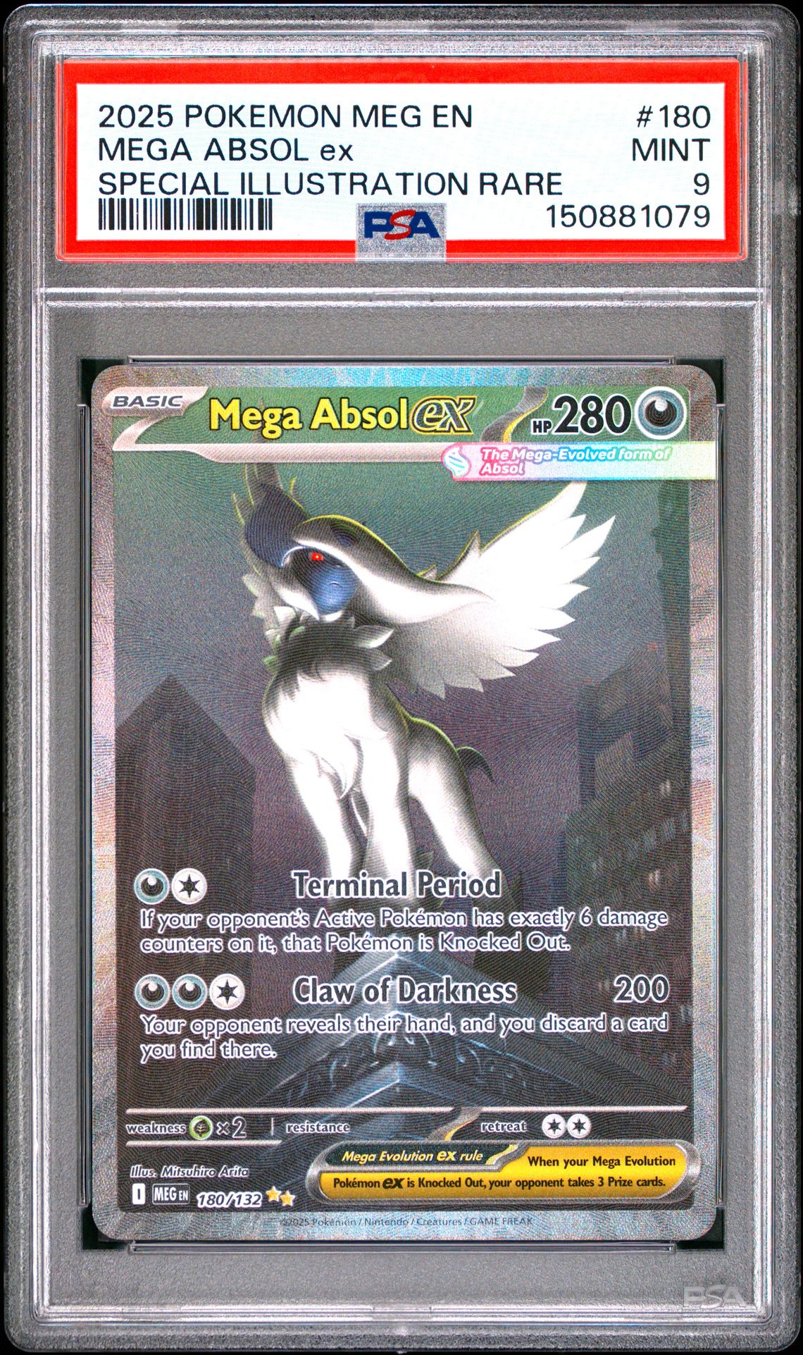 2025 Pokemon Meg En-Mega Evolution Mega Absol Ex #180 (Special Illustration Rare) Mint 9 front