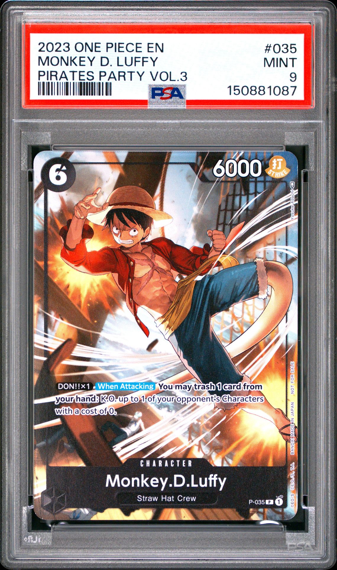 2023 One Piece Promos Monkey D. Luffy #035 (Pirates Party Vol.3) Mint 9 front