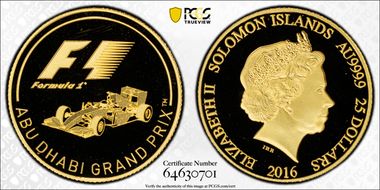 2016 $25 Abu Dhabi Grand Prix Formula 1 Au PR69DCAM