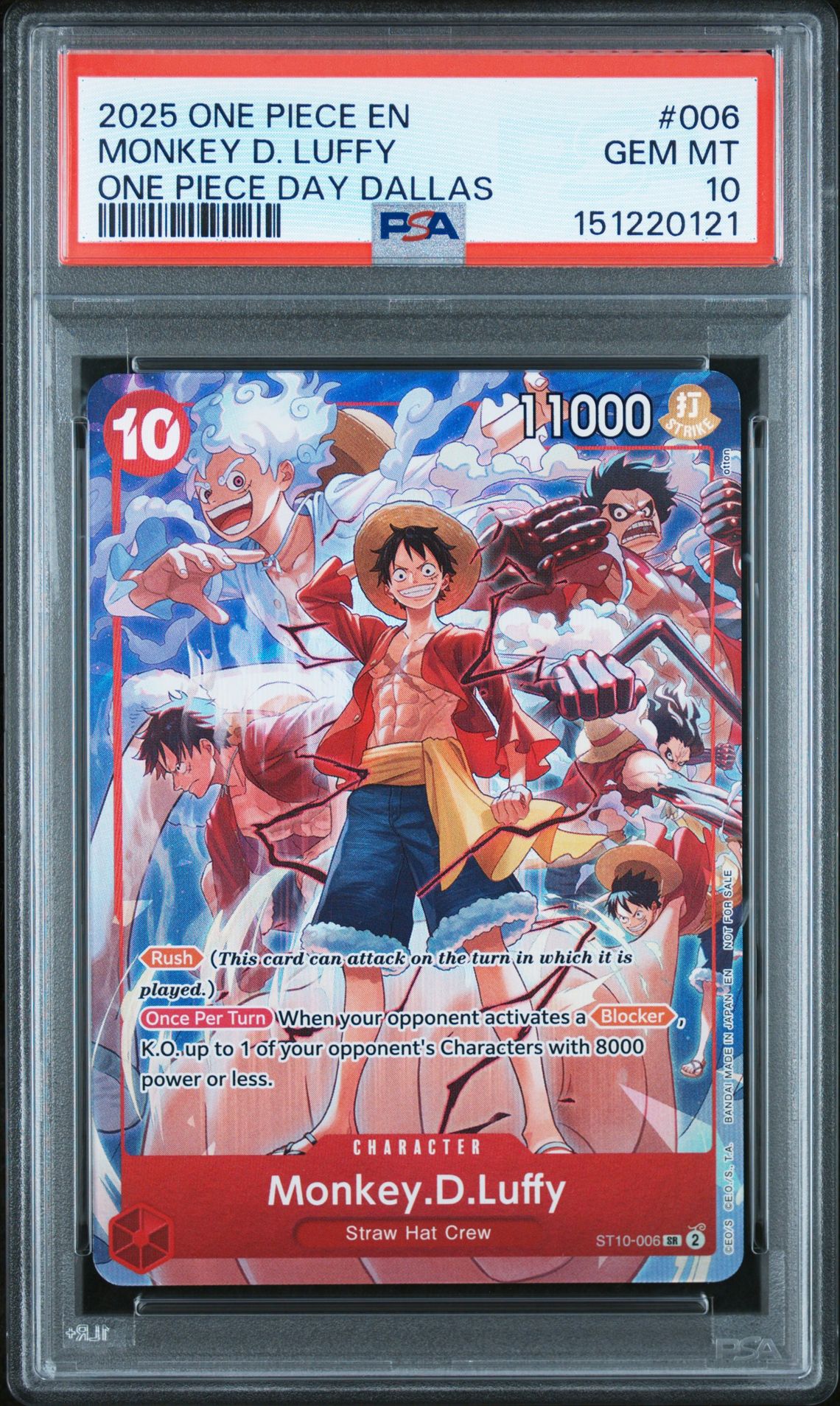 2025 One Piece Promos Monkey D. Luffy #006 (One Piece Day Dallas) Gem Mt 10 front