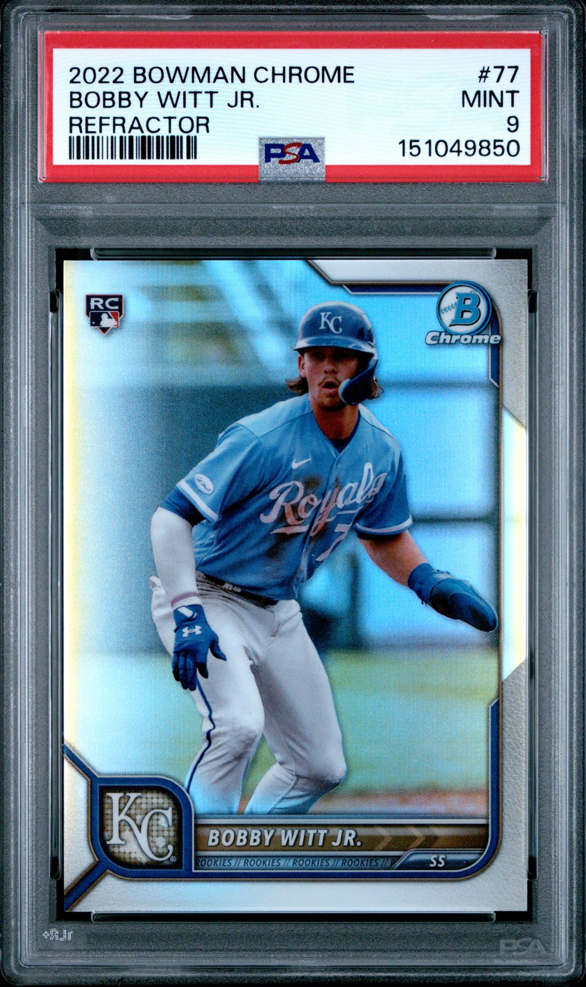 2022 Bowman Chrome Bobby Witt Jr. #77 (Refractor) Mint 9 front